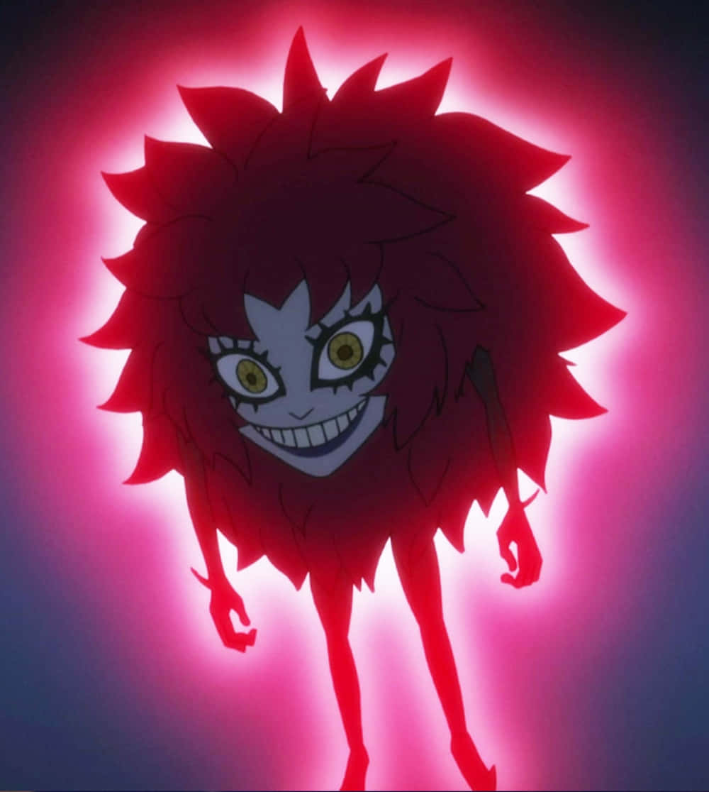 Devilman Crybaby Psycho Jenny, spiky red hair, glowing yellow eyes, SD Phone Wallpaper