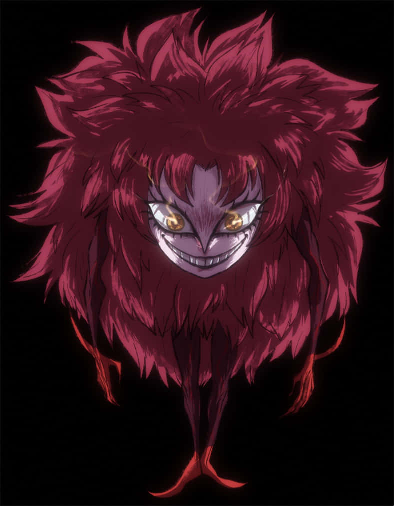 Devilman Crybaby Psycho Jenny, spiky crimson fur, glowing yellow eyes, SD Phone Wallpaper