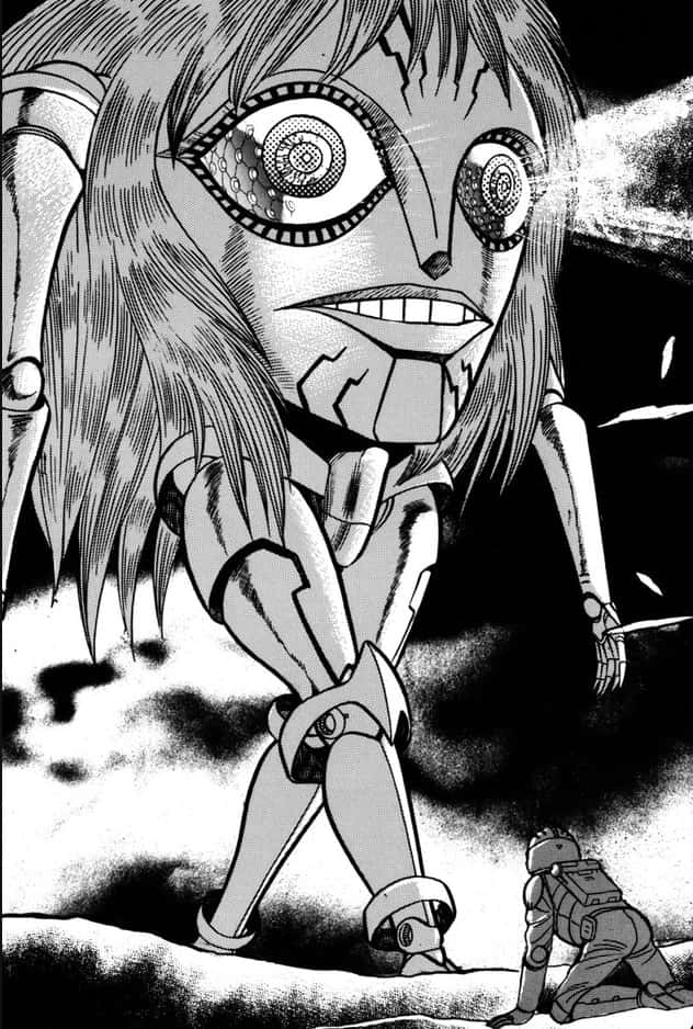 Devilman Crybaby Psycho Jenny, cracked face, spiral eyes, SD Phone Wallpaper