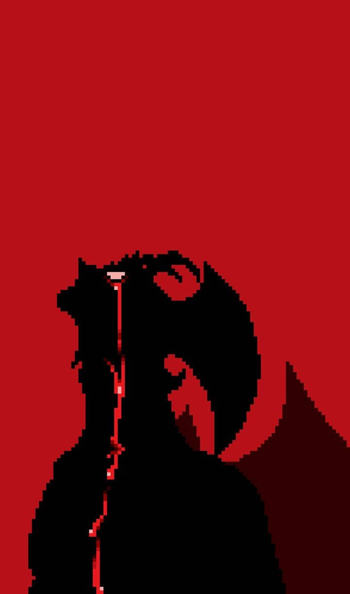 Devilman Crybaby, pixel art, black dragon silhouette, SD Phone Wallpaper