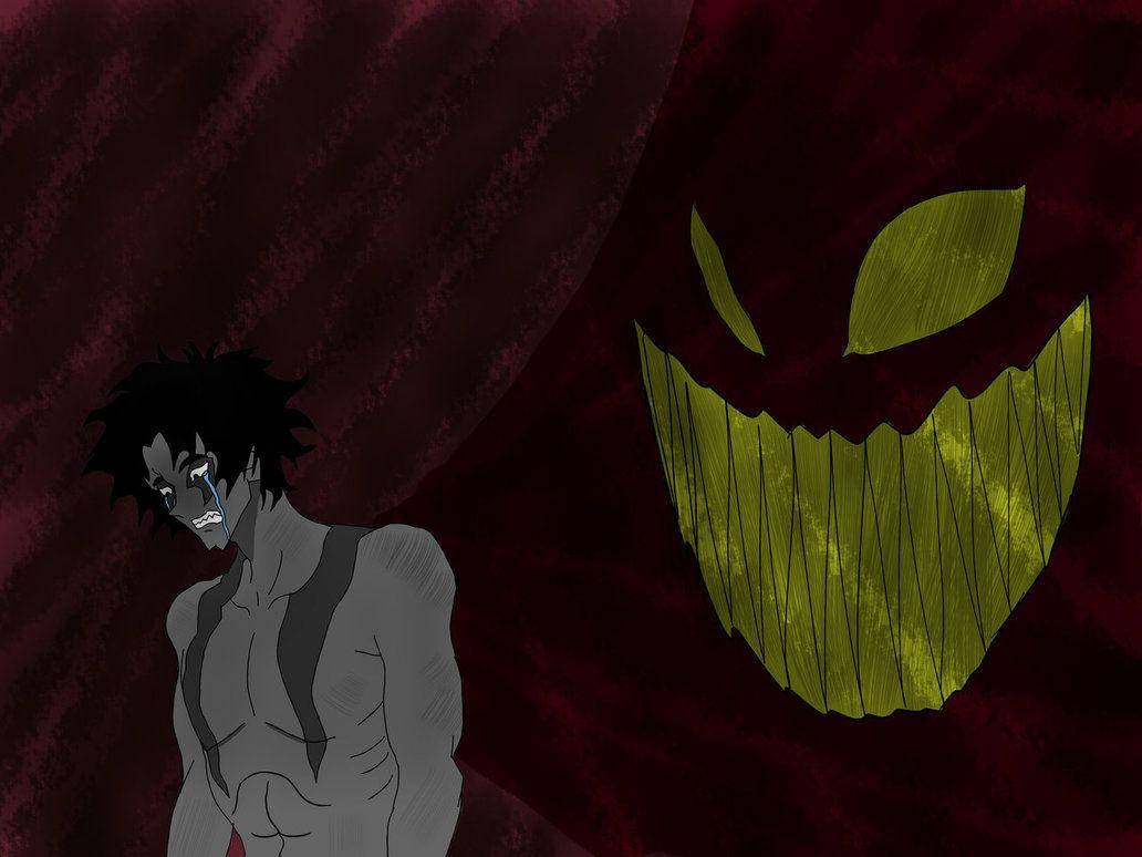 Devilman Crybaby, inner devil, green grinning face, SD Desktop Wallpaper