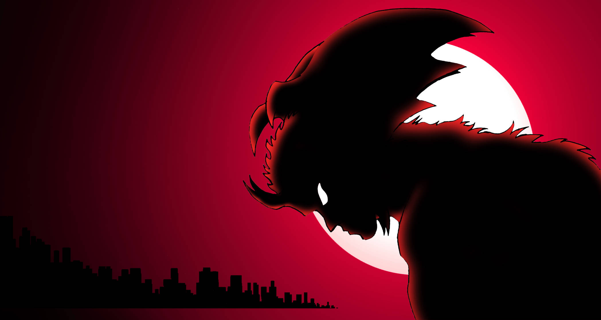 Devilman Crybaby, Red Full Moon, blood red sky, Full HD Desktop Wallpaper