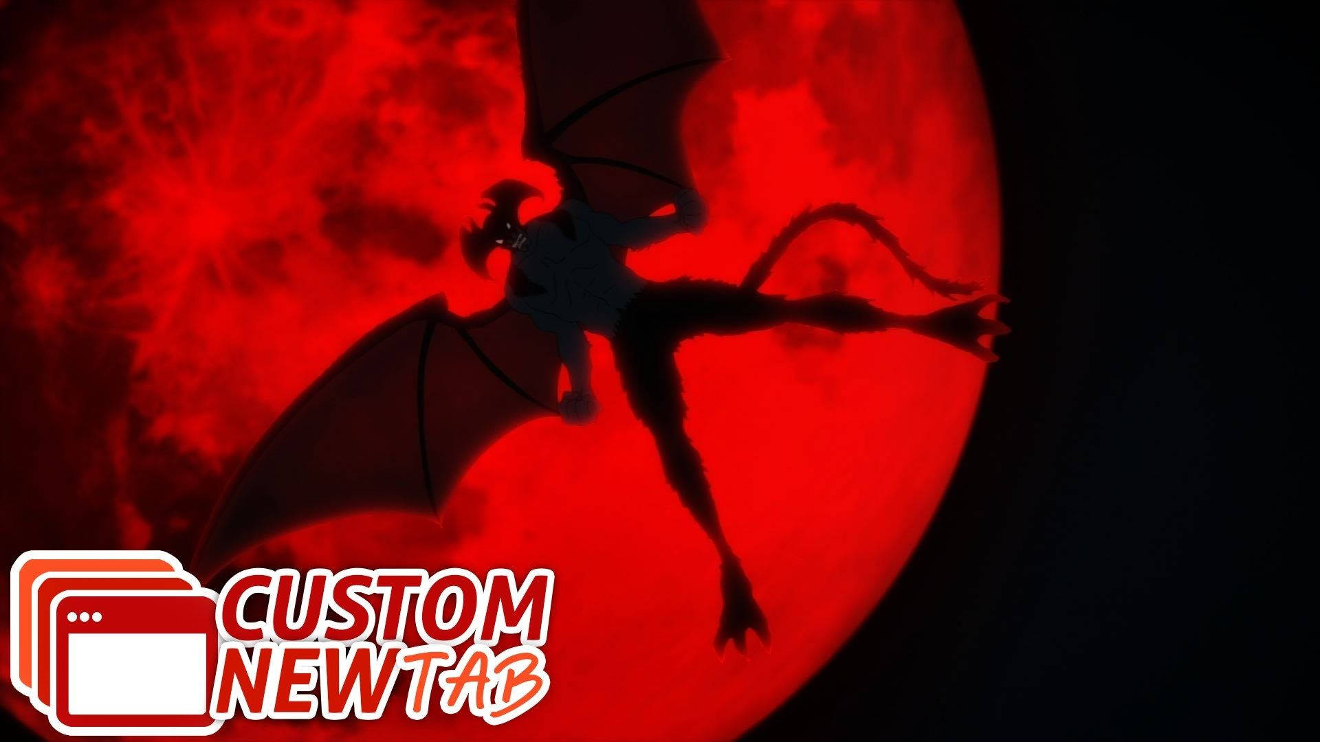 Devilman Crybaby, red moon, bat-winged demon, Full HD Desktop Wallpaper