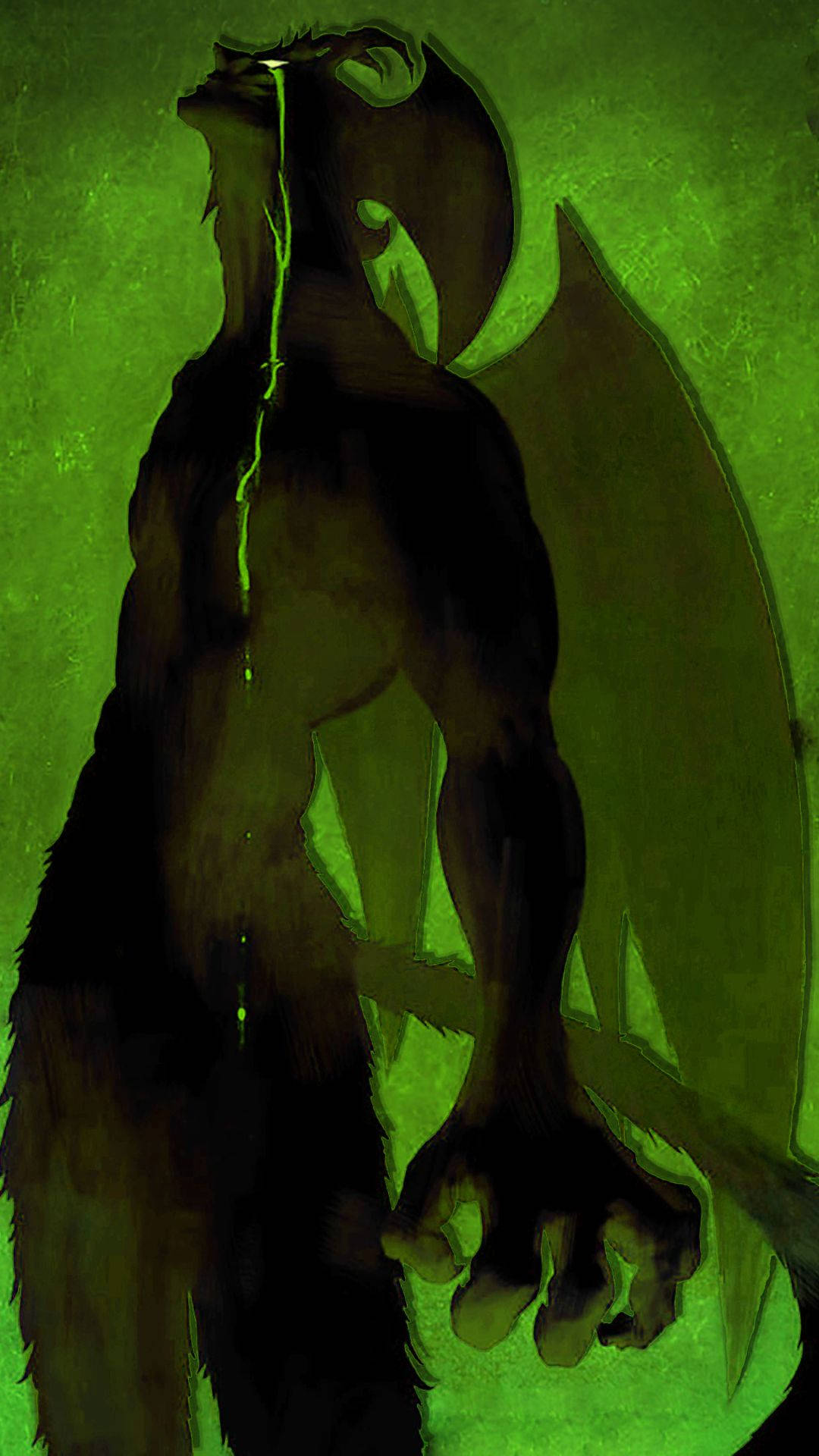 Devilman Crybaby, green, dark winged creature, Full HD Phone Wallpaper