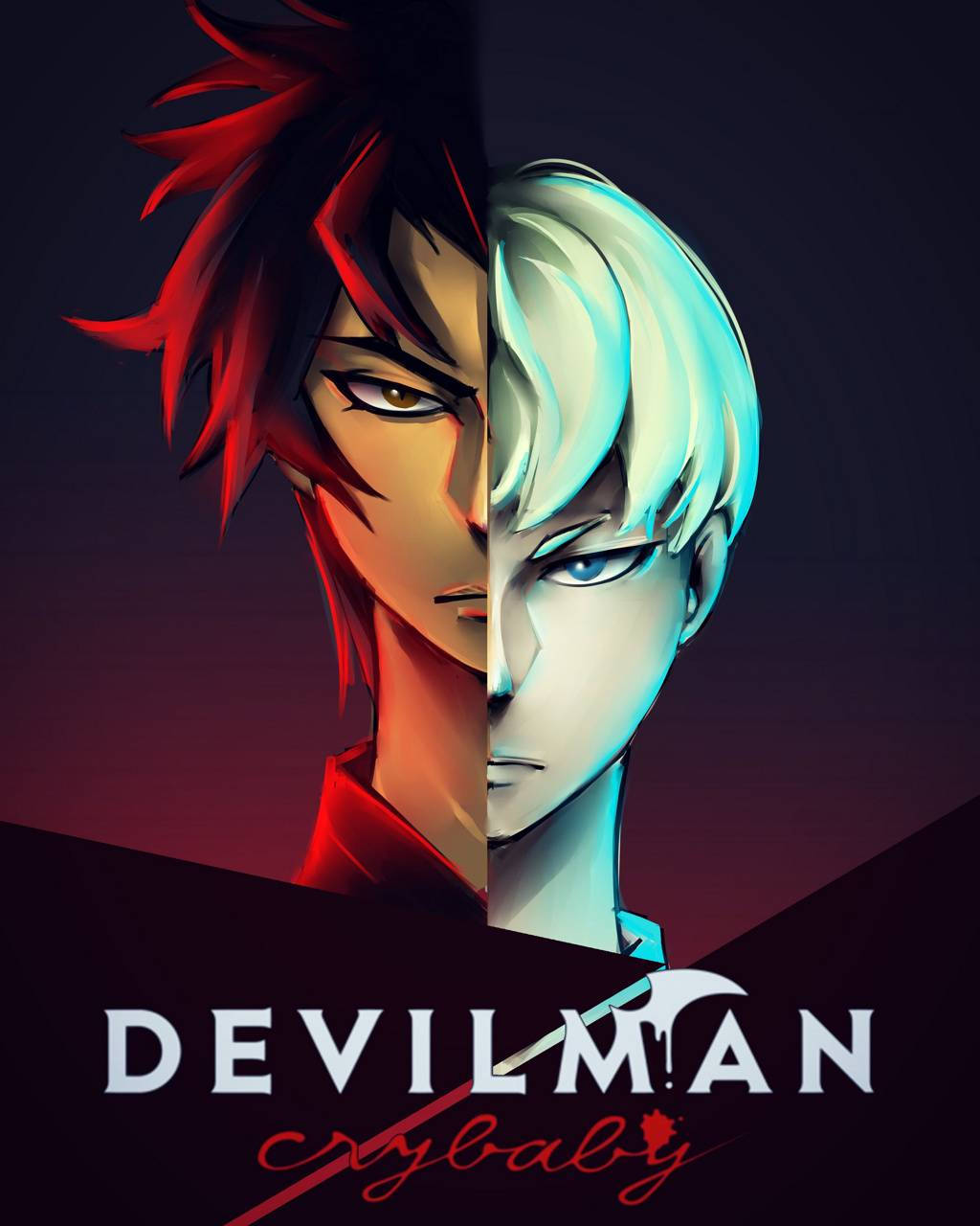 Devilman Crybaby, red hair, fiery tones, HD Phone Wallpaper