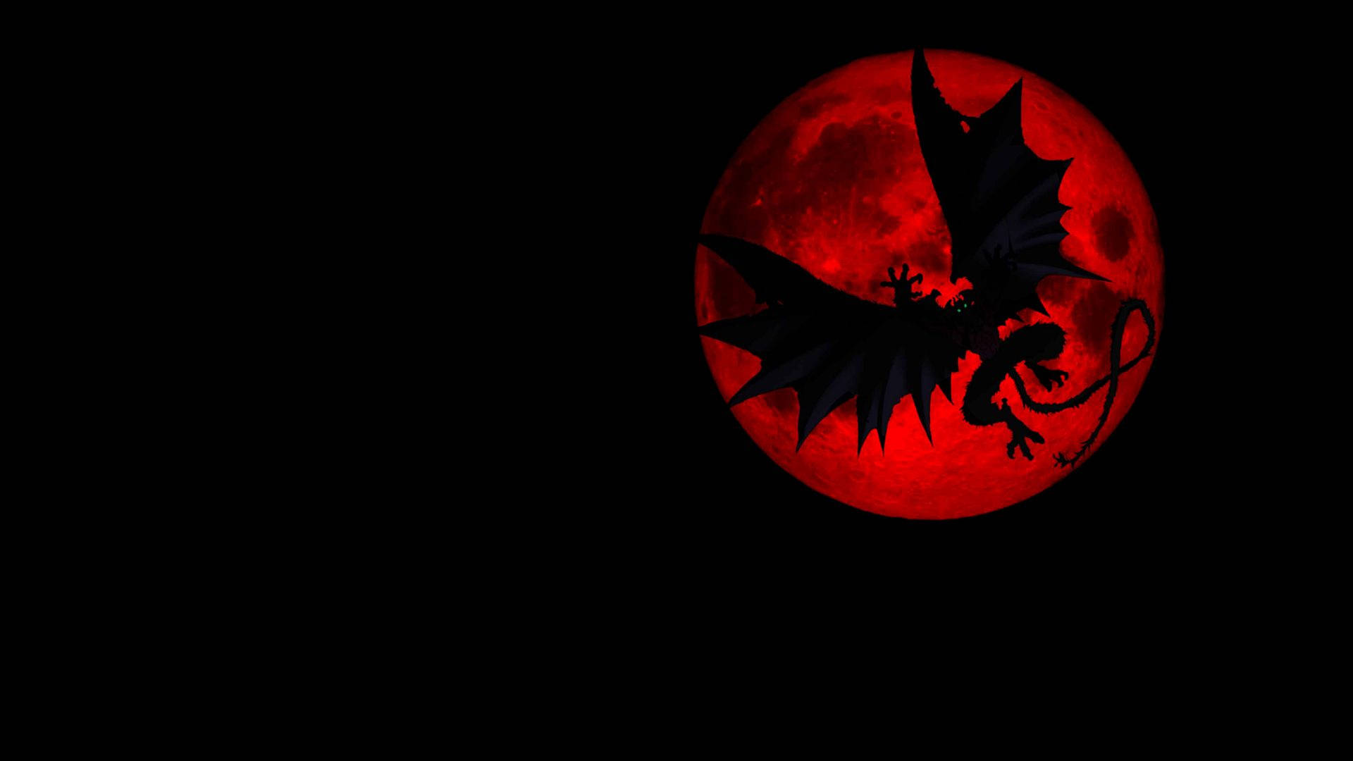 Devilman Crybaby, red moon, black dragon silhouette, Full HD Desktop Wallpaper