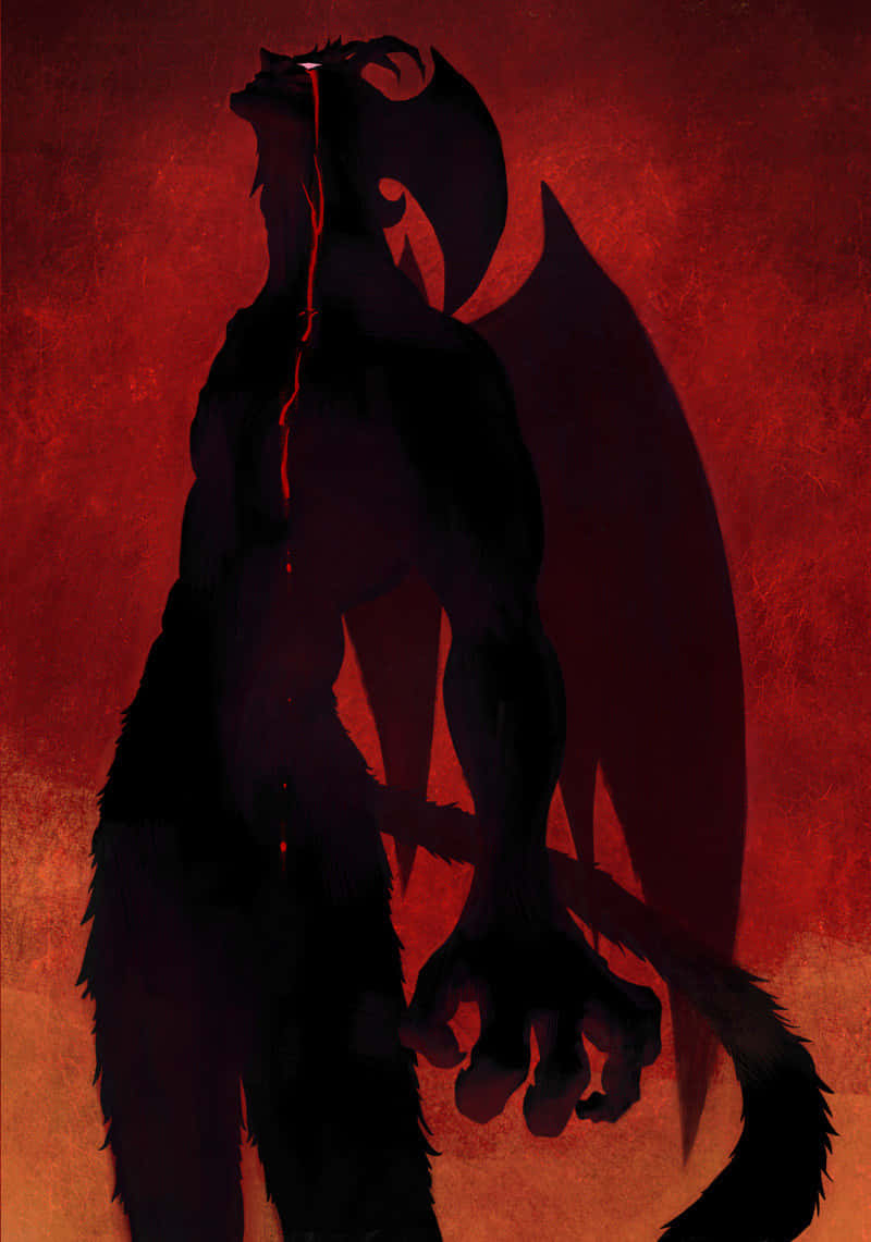 Devilman, silhouette, red background, SD Phone Wallpaper