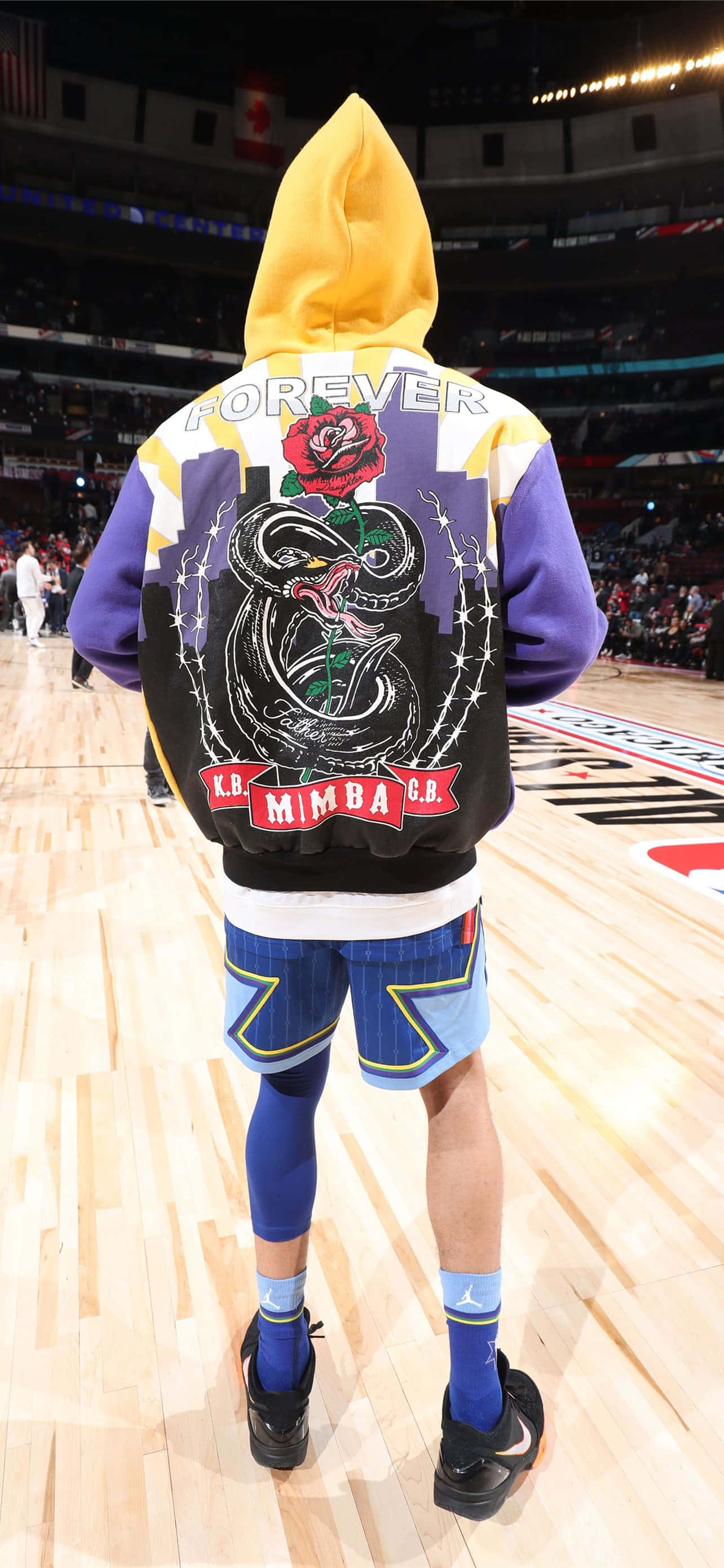 Devin Booker, iPhone 1284 x 2778, hoodie with a rose and snake graphic, 2K Phone Wallpaper