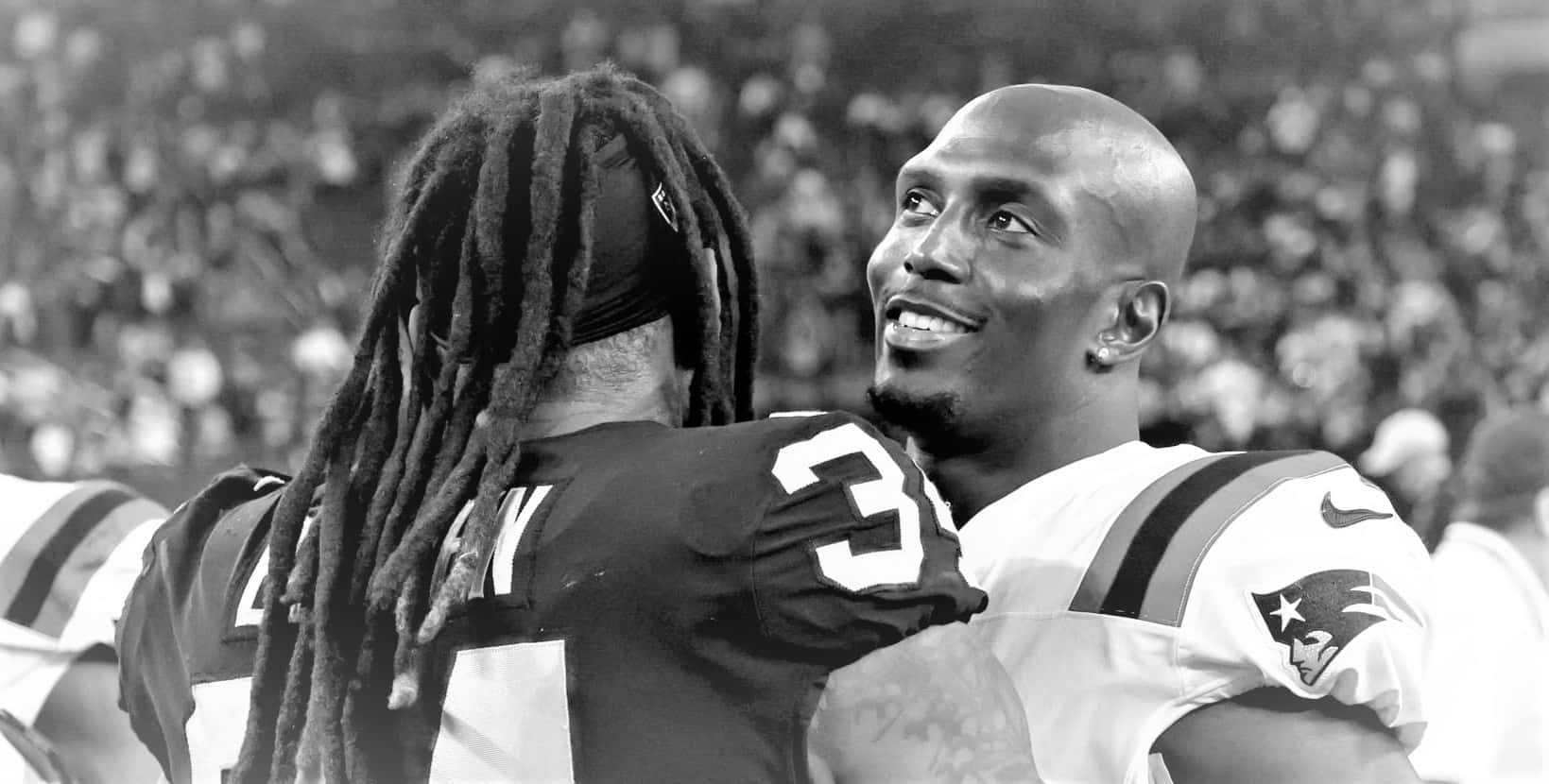 Devin McCourty, black and white stadium, dreadlocks, HD Desktop Wallpaper