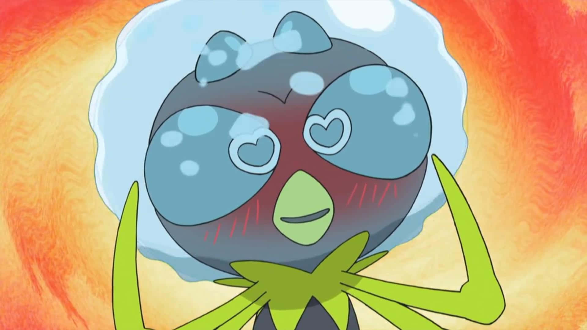 Dewpider, heart-shaped eyes, green limbs, Full HD Desktop Wallpaper