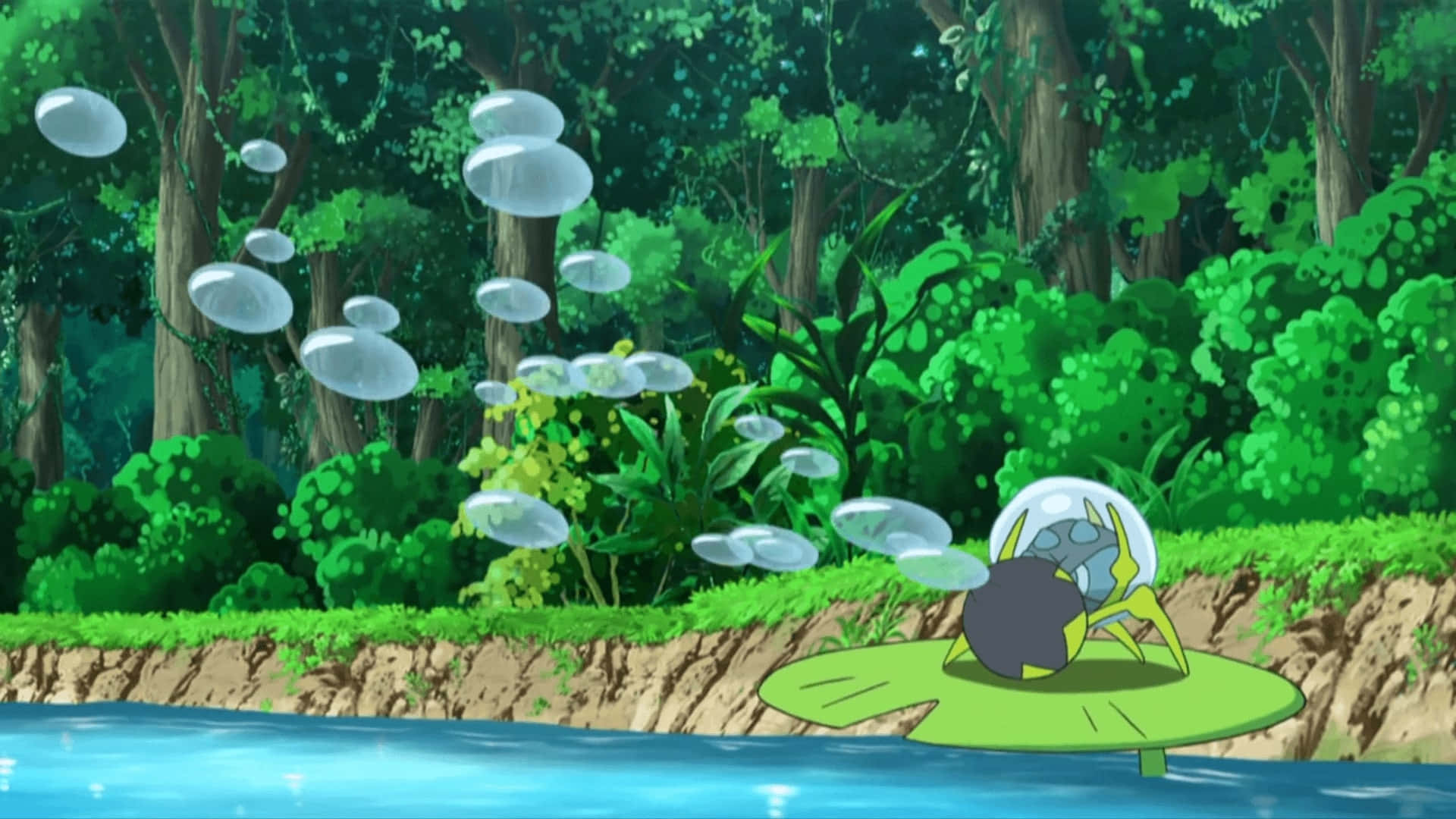 Dewpider, bubble helmet, lily pad, Full HD Desktop Wallpaper