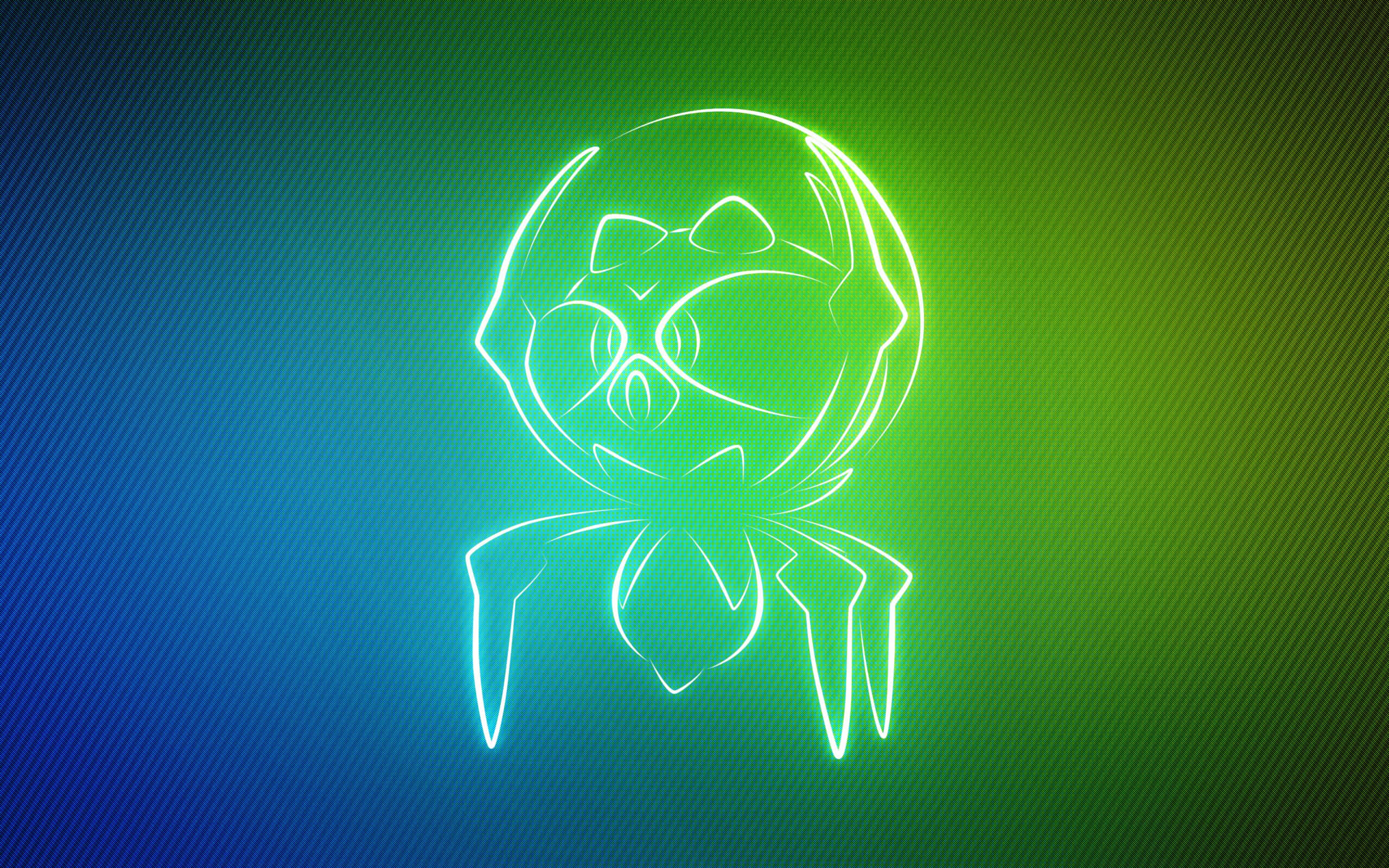 neon dewpider, glowing neon outline, stylized spider character, 2K Desktop Wallpaper