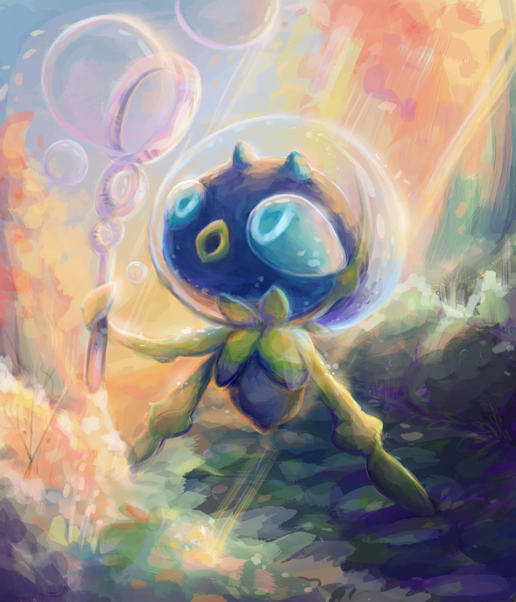 Dewpider, blue creature, large eyes, Full HD Phone Wallpaper