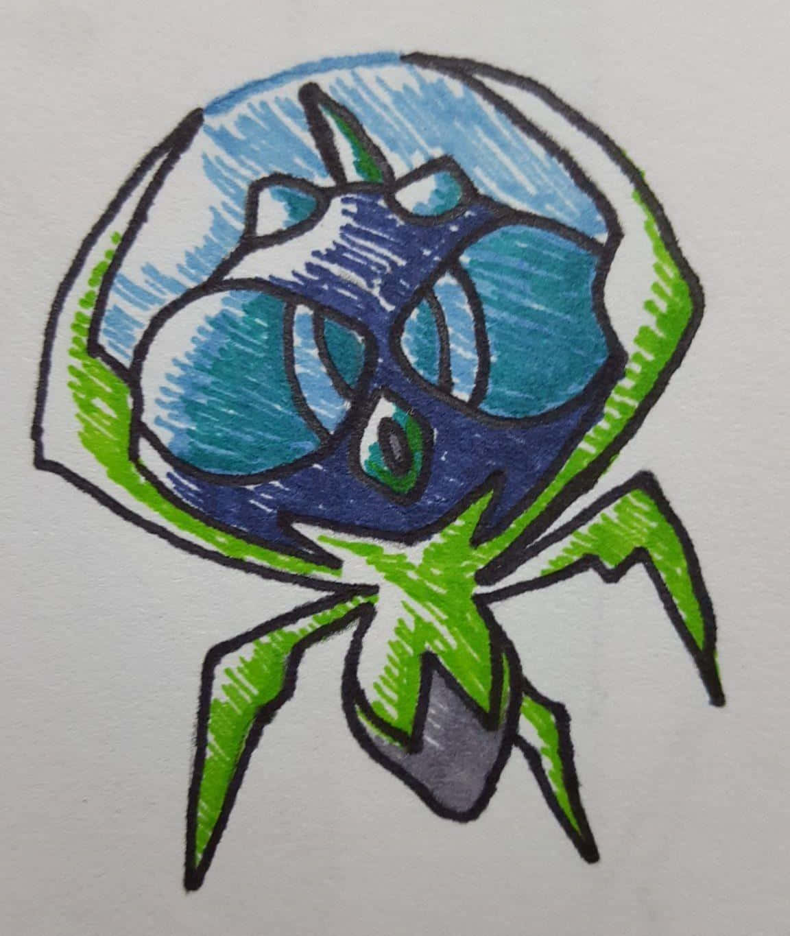 Dewpider, blue face, green limbs, HD Phone Wallpaper
