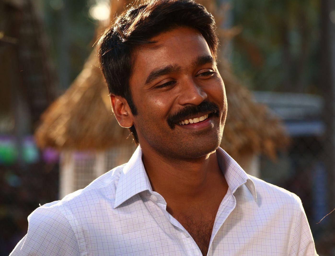 Dhanush, white shirt, mustache, HD Desktop Wallpaper