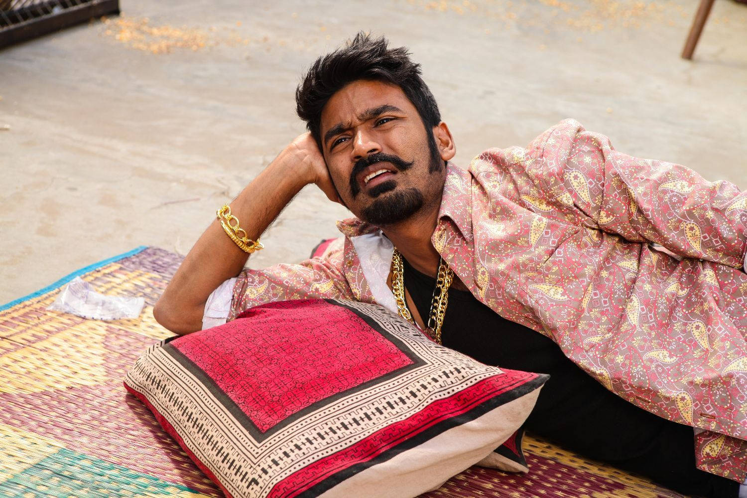 Dhanush, mustache, gold jewelry, HD Desktop Wallpaper