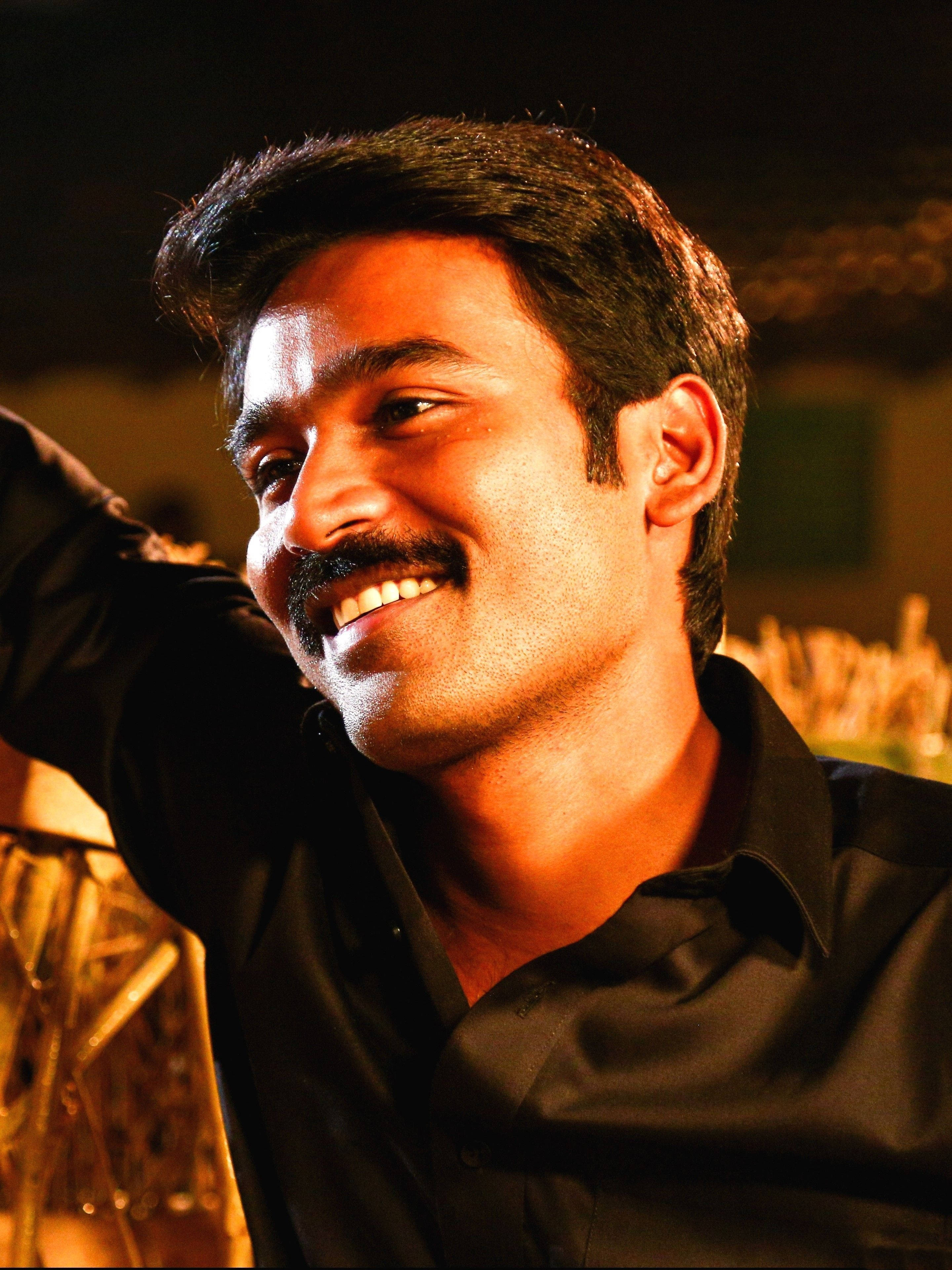 Dhanush, mustache, golden lighting, 4K Phone Wallpaper