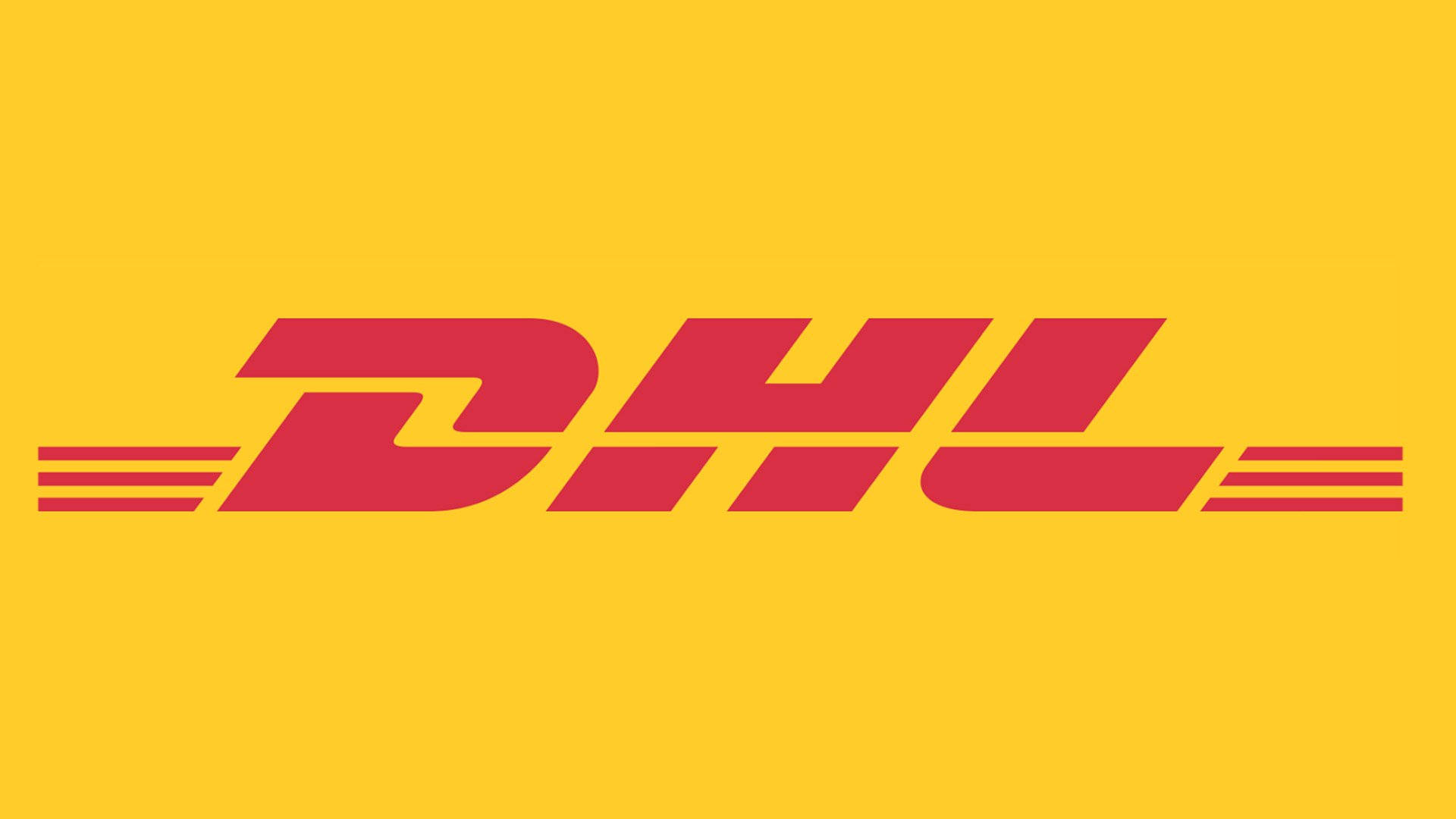 DHL, red DHL logo, yellow background, Full HD Desktop Wallpaper