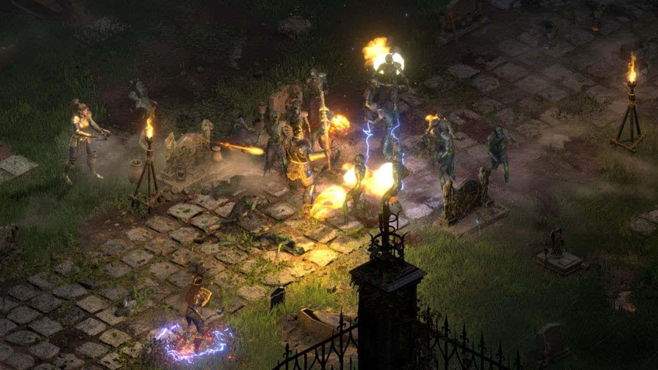 Diablo 2 Resurrected, graveyard, torchlight, HD Desktop Wallpaper