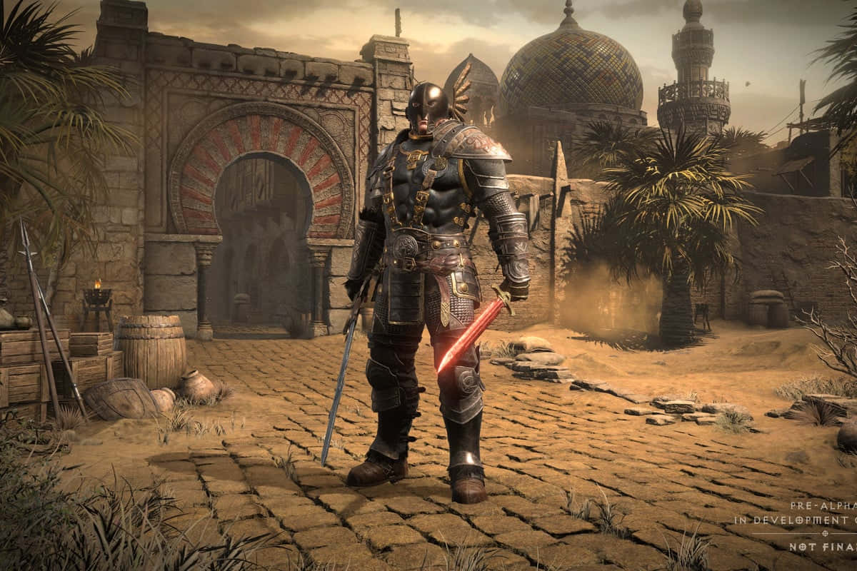 Diablo 2 Resurrected, knight, desert town, SD Desktop Wallpaper
