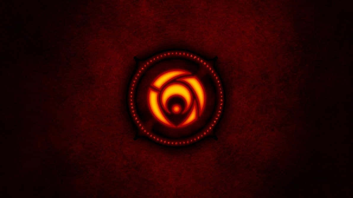 Diablo 2 Resurrected, glowing orange spiral eye emblem, textured dark red background, SD Desktop Wallpaper