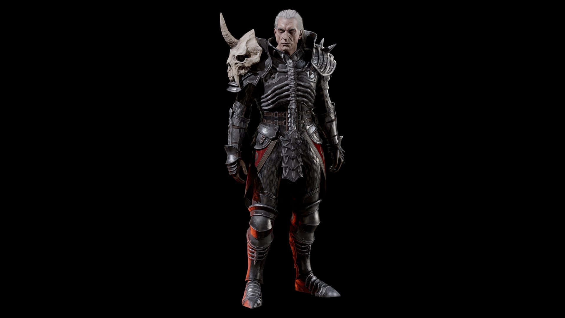 Diablo 2 Resurrected, bull skull shoulder pauldron, black background, Full HD Desktop Wallpaper