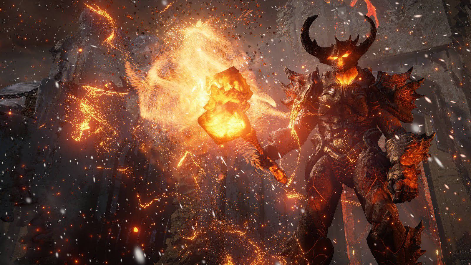 Diablo, demonic warrior, glowing horns, HD Desktop Wallpaper