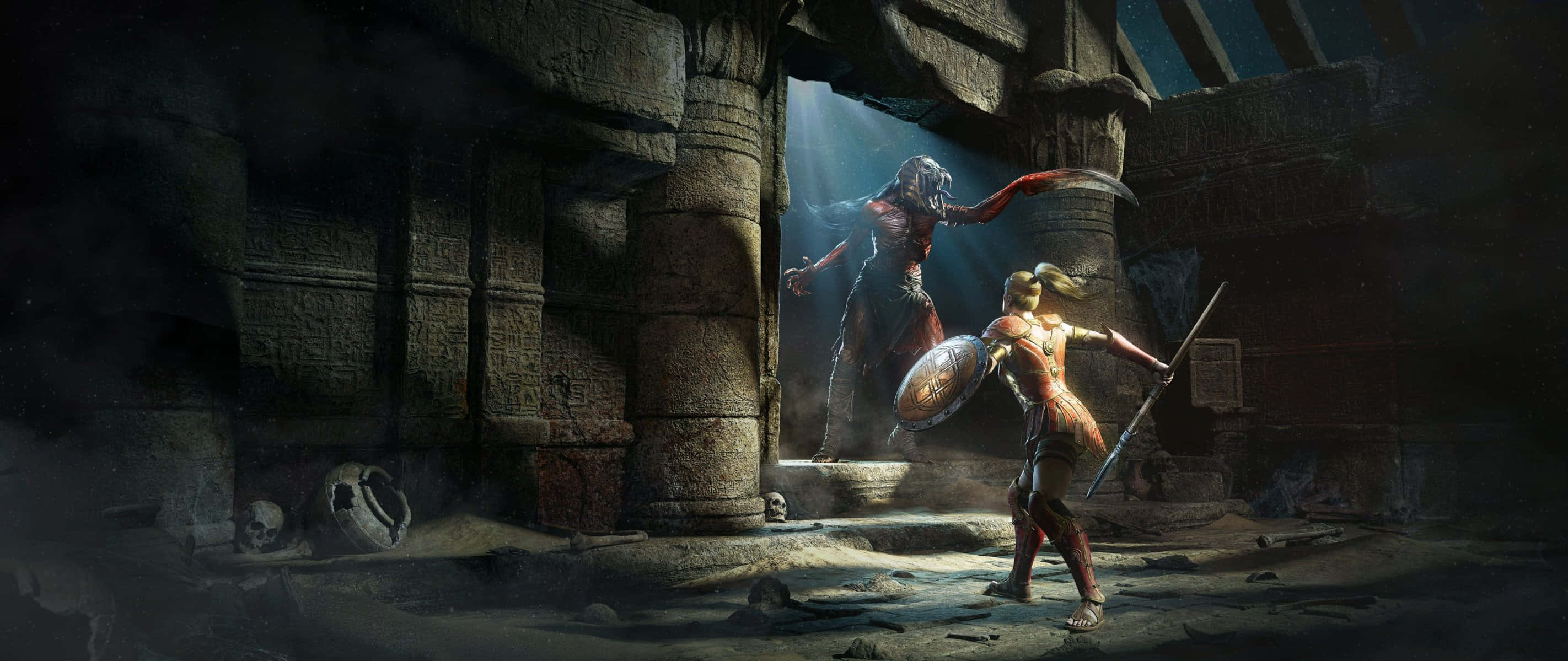 Diablo 2, warrior, shield, 2K Desktop Wallpaper
