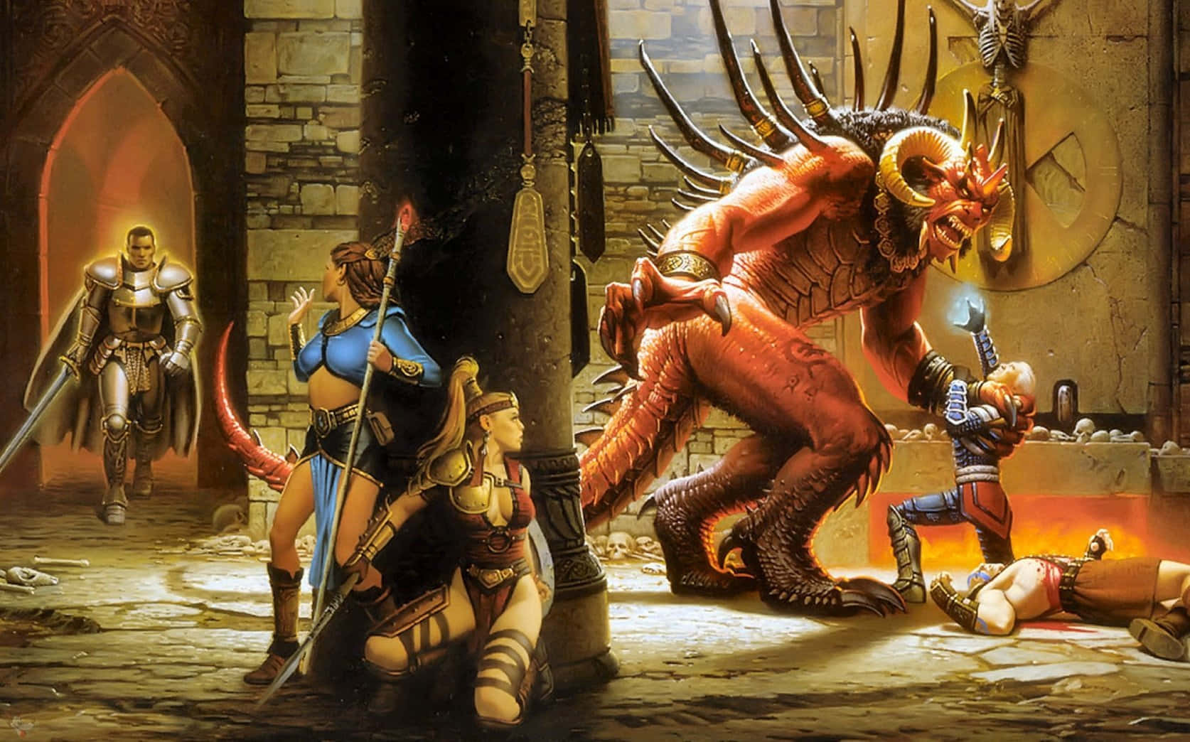 Diablo 2, fiery red demon, horns, HD Desktop Wallpaper