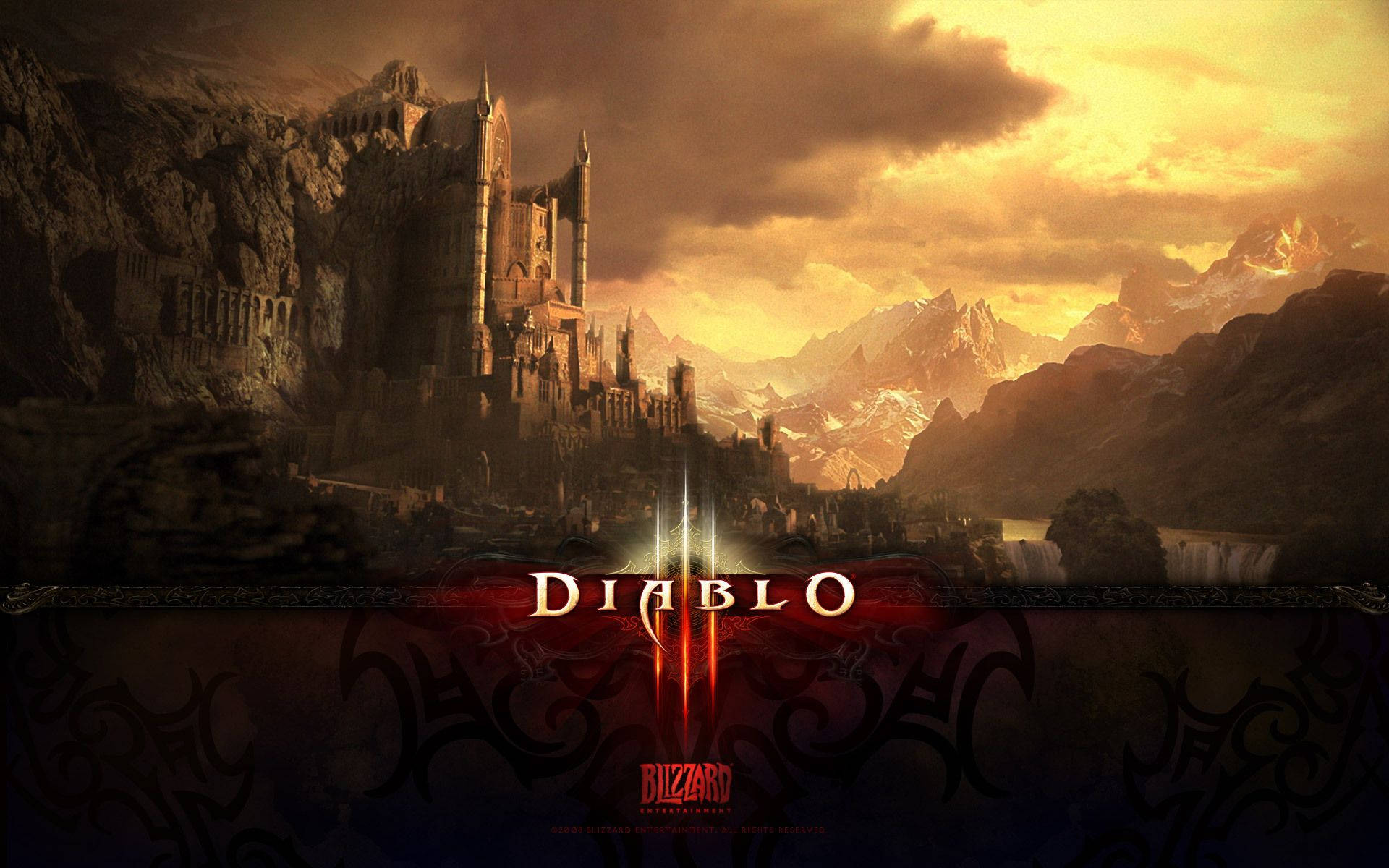 Diablo 3, gothic castle, cliff, Full HD Desktop Wallpaper