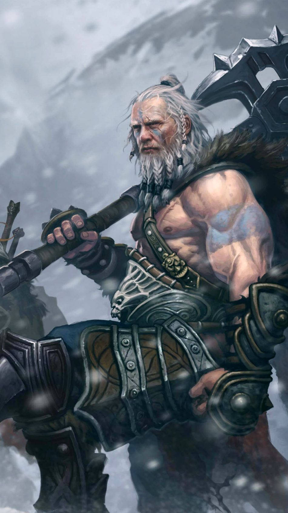 Diablo 3, male barbarian, spiked axe, HD Phone Wallpaper