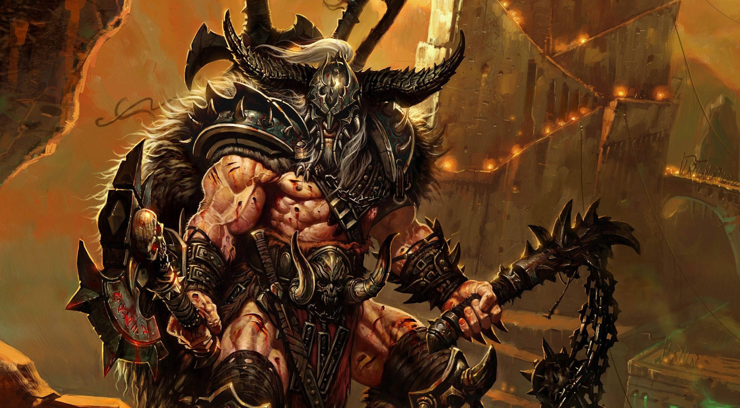 Diablo 3, barbarian, spiked armor, 2K Desktop Wallpaper