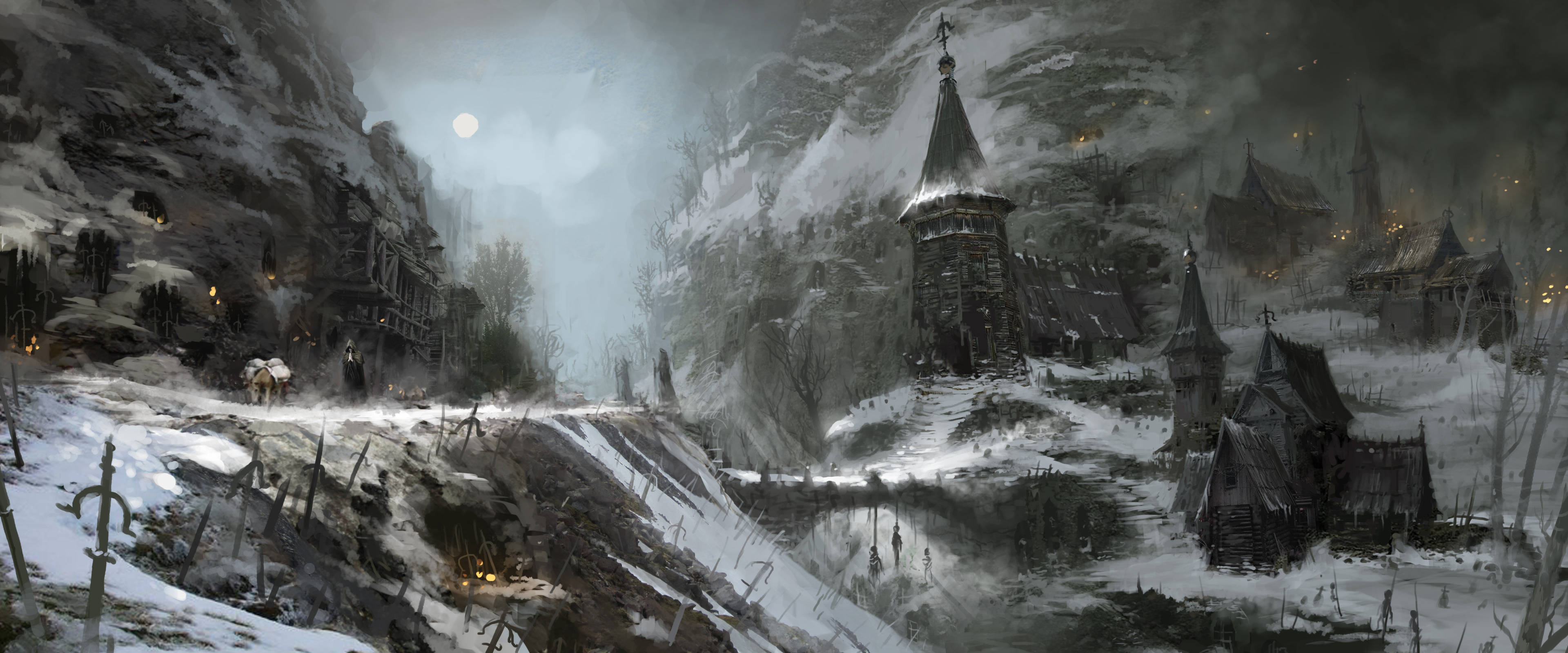 Diablo 4, village, night, 4K Desktop Wallpaper