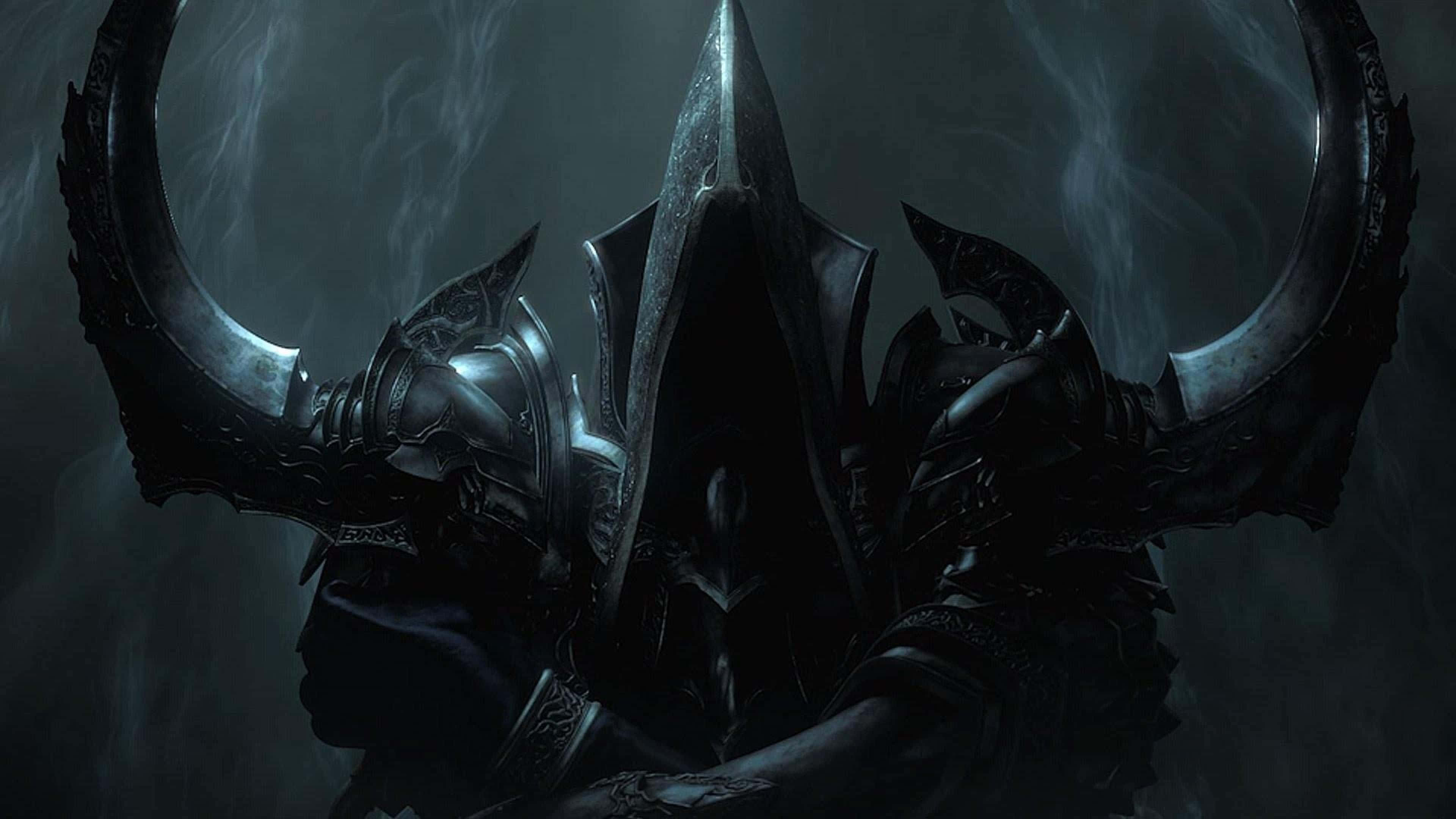Diablo 4K, horned helmet, glowing eyes, 4K Desktop Wallpaper