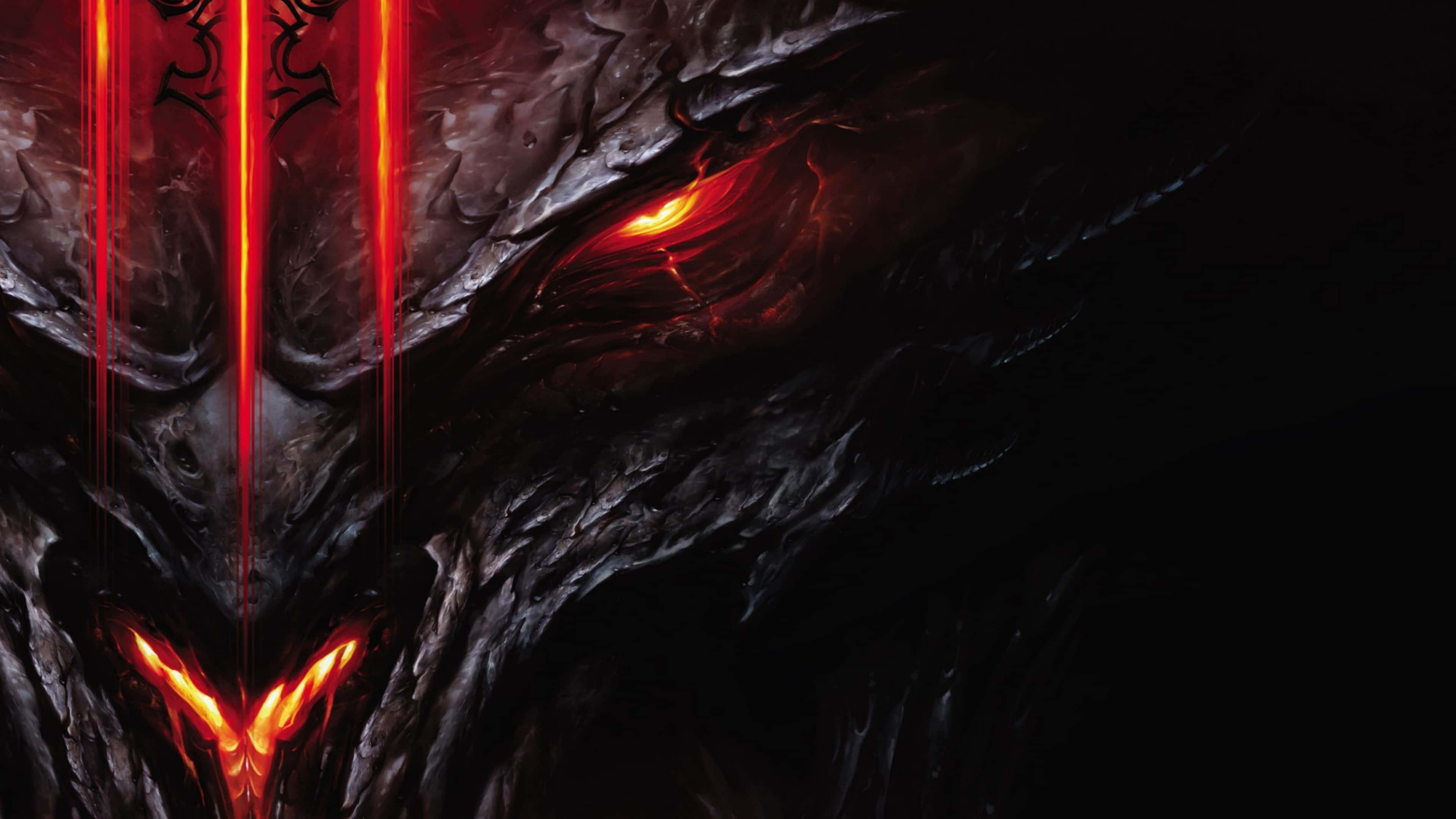 Diablo 4K, demonic face, glowing red eyes, 4K Desktop Wallpaper