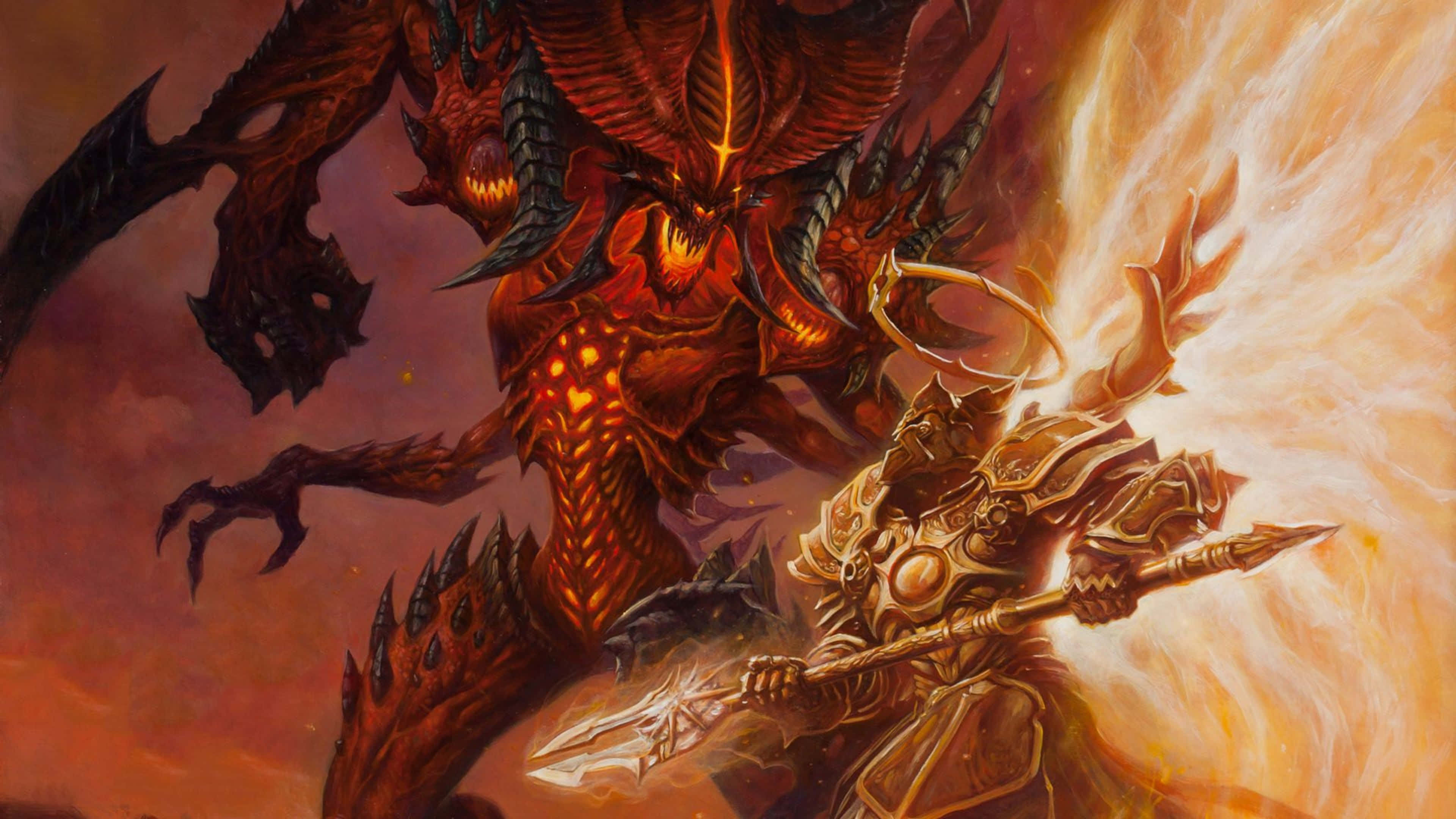Diablo, 4K, golden-armored warrior, 4K Desktop Wallpaper