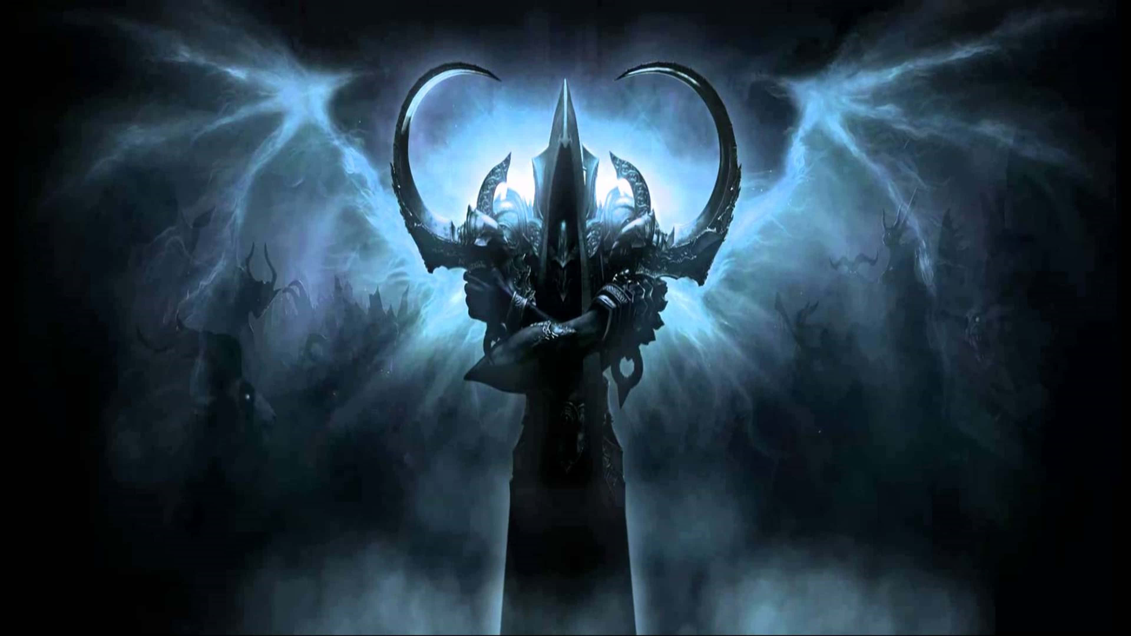 Diablo 4K, demon with horns, glowing blue horns, 4K Desktop Wallpaper