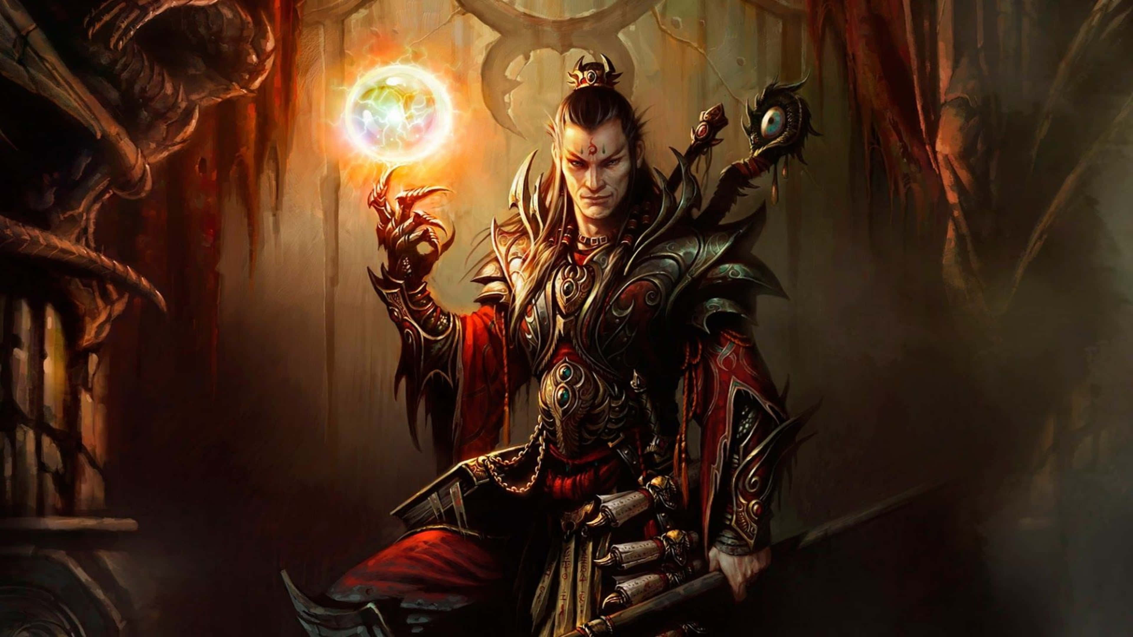 Diablo 4K, dark fantasy warrior, ornate armor, 4K Desktop Wallpaper