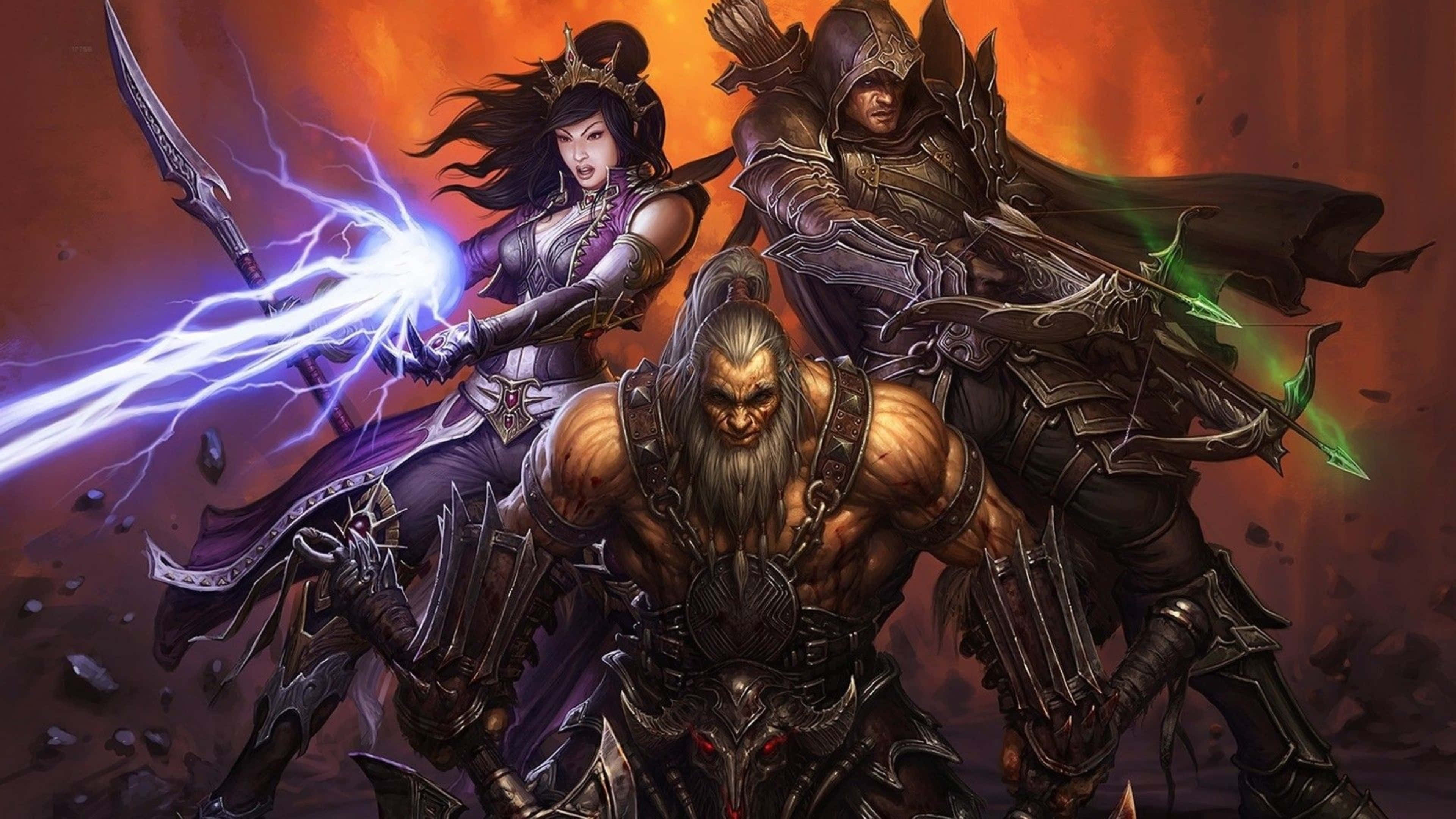 Diablo 4K, fantasy warriors, dark armor, 4K Desktop Wallpaper