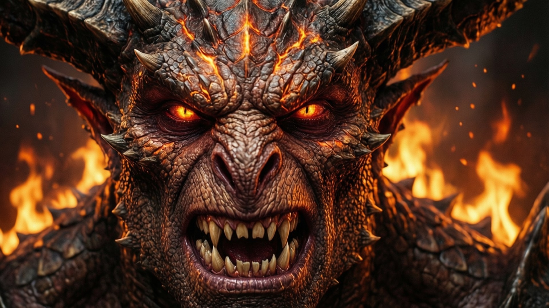 Diablo, demonic dragon, glowing orange eyes, Full HD Desktop Wallpaper