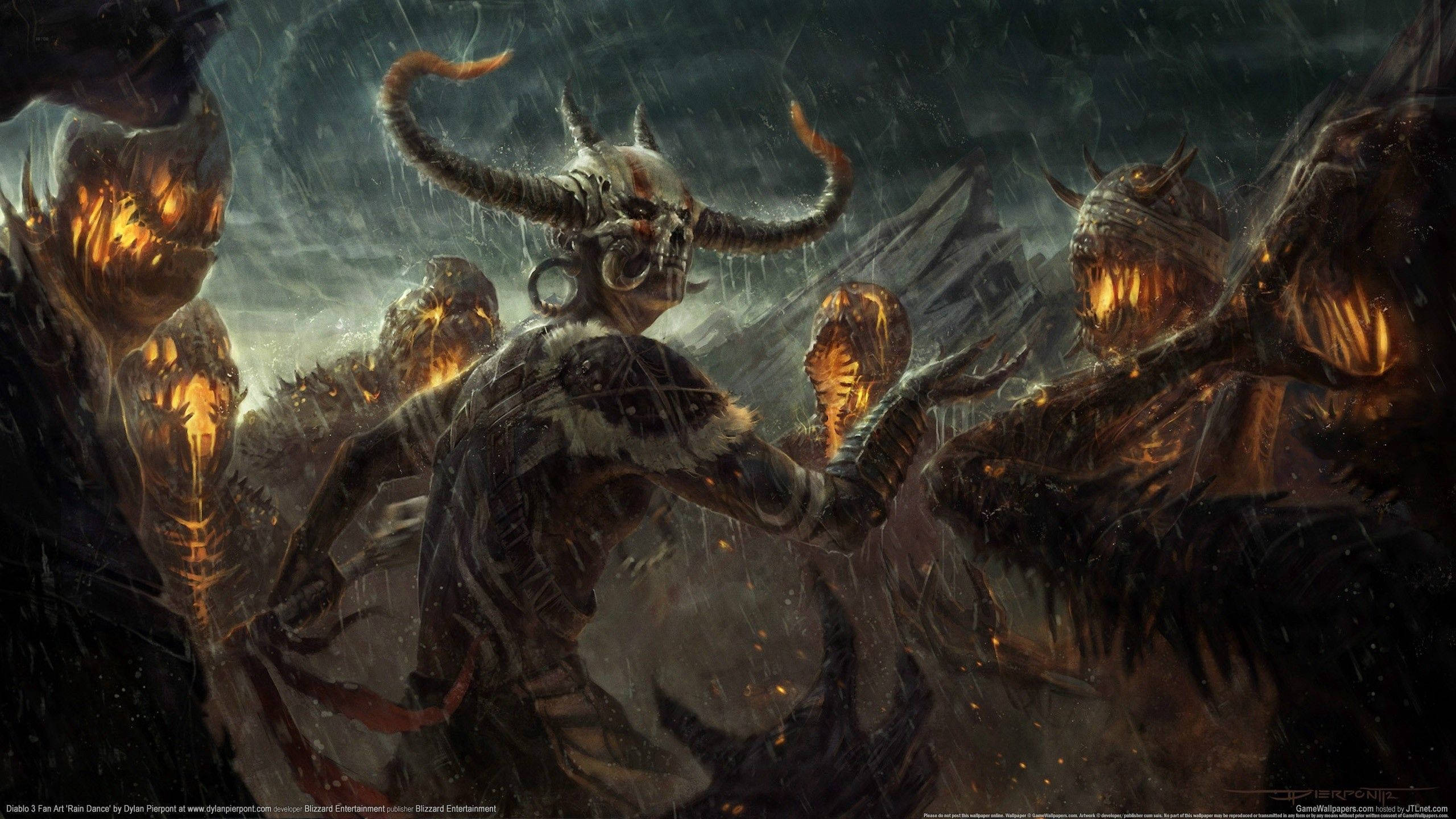 Diablo, demon slayer, horned demonic figure, 2K Desktop Wallpaper