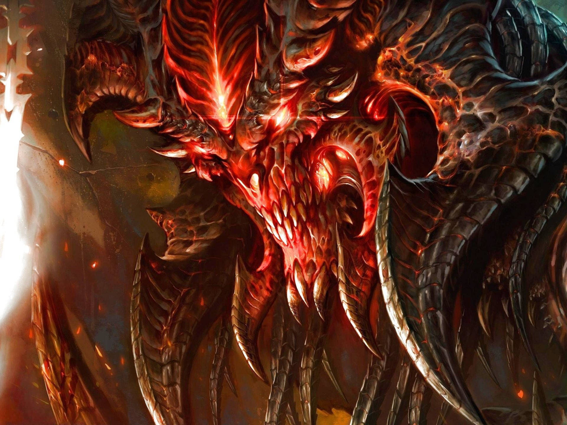 Diablo, scaly, red eyed, Full HD Desktop Wallpaper