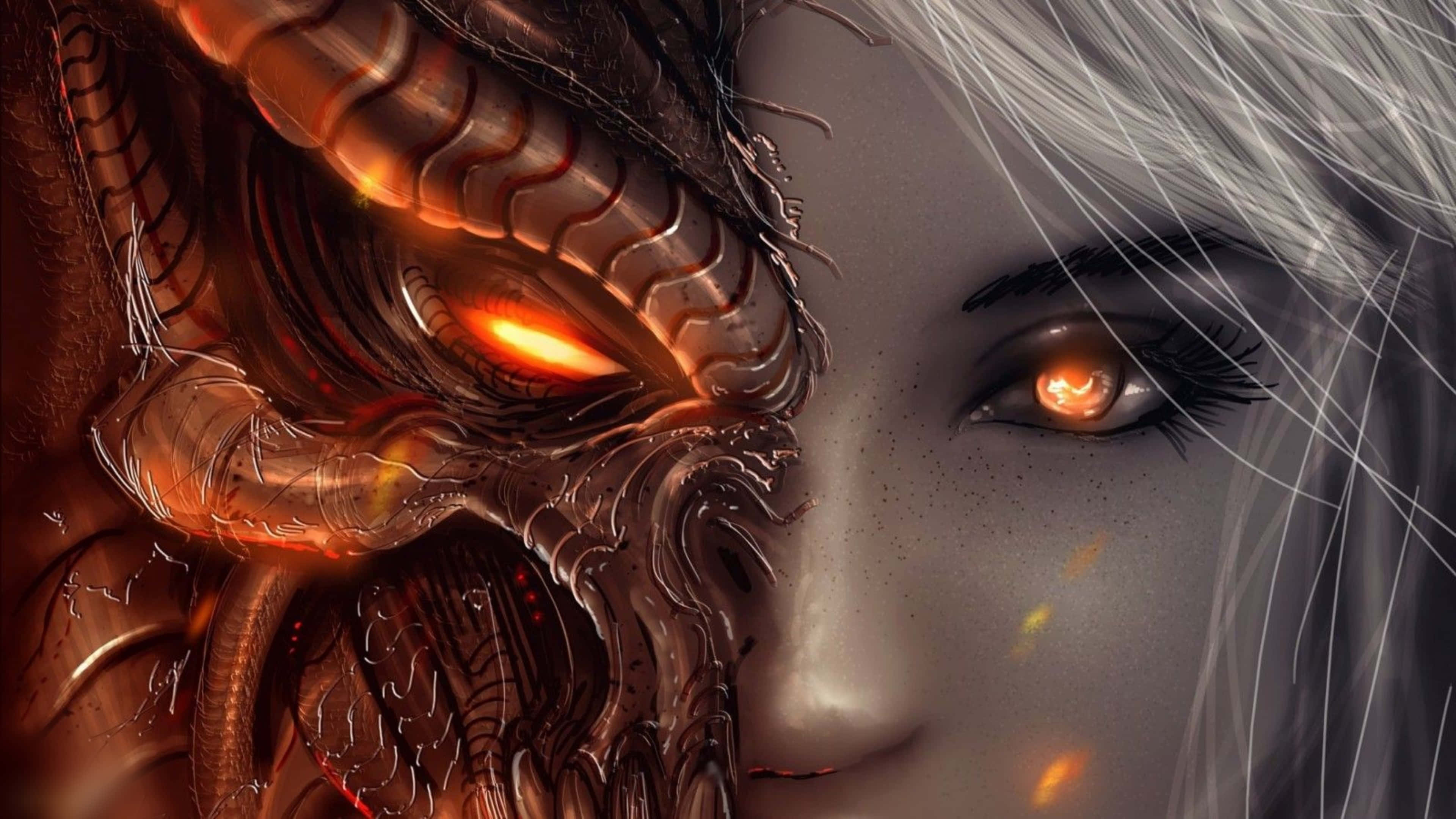 Diablo, 4K, half dragon, 4K Desktop Wallpaper