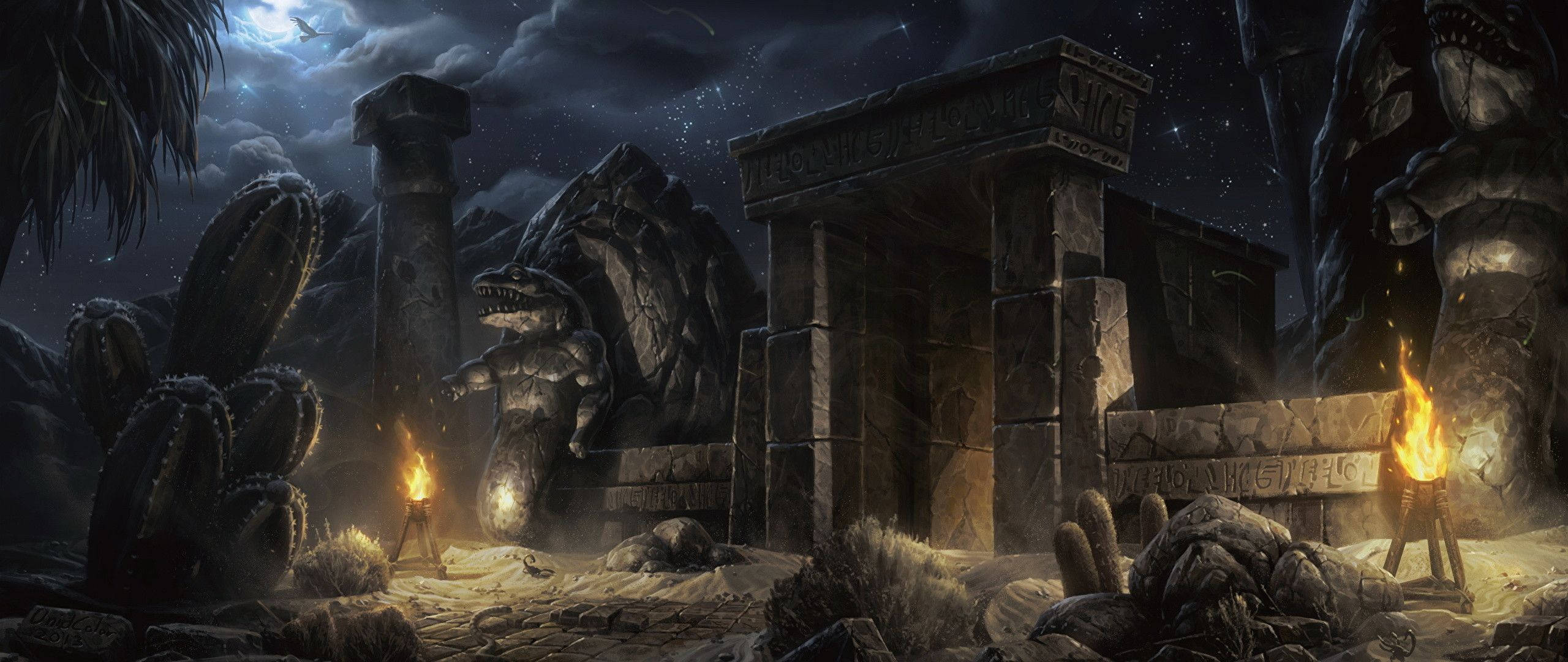 Diablo 2, dungeon, stone temple ruins, 2K Desktop Wallpaper