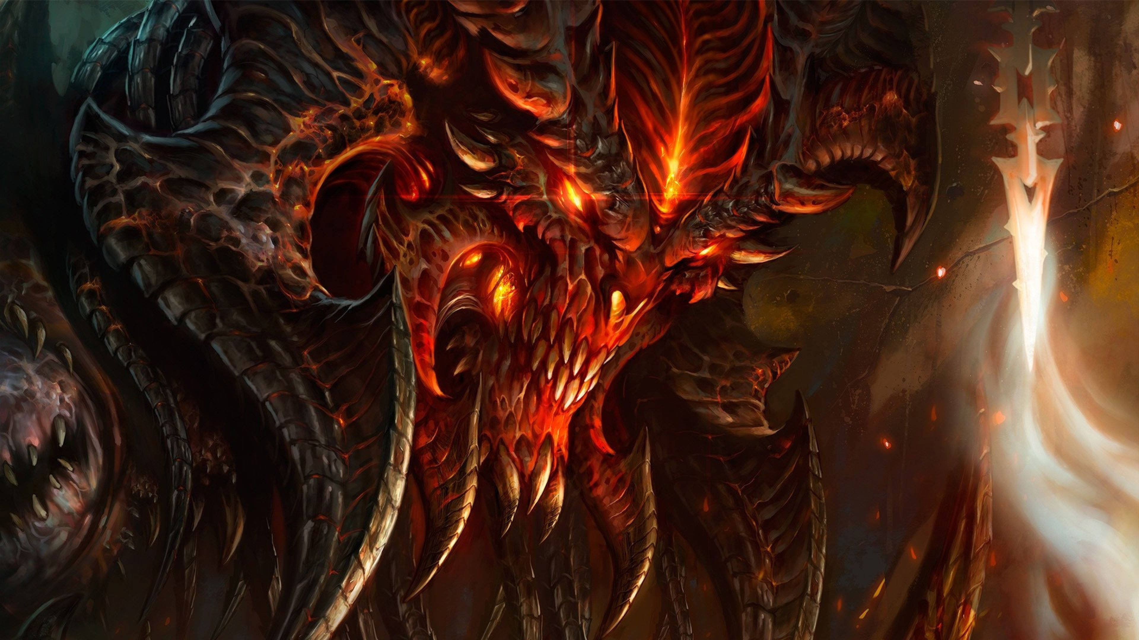 Diablo 3, angry demon, glowing red eyes, 4K Desktop Wallpaper
