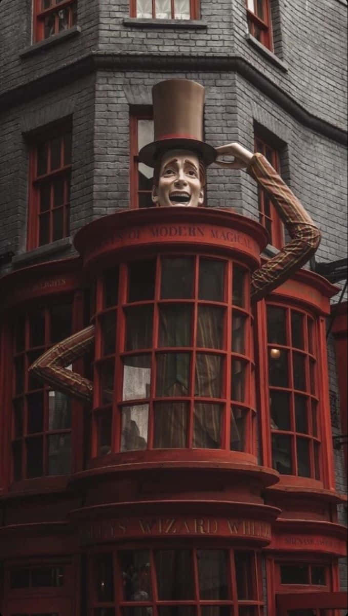 Diagon Alley, wizard statue, top hat, SD Phone Wallpaper