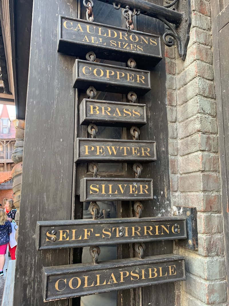 Diagon Alley, rustic wooden sign, copper, SD Phone Wallpaper