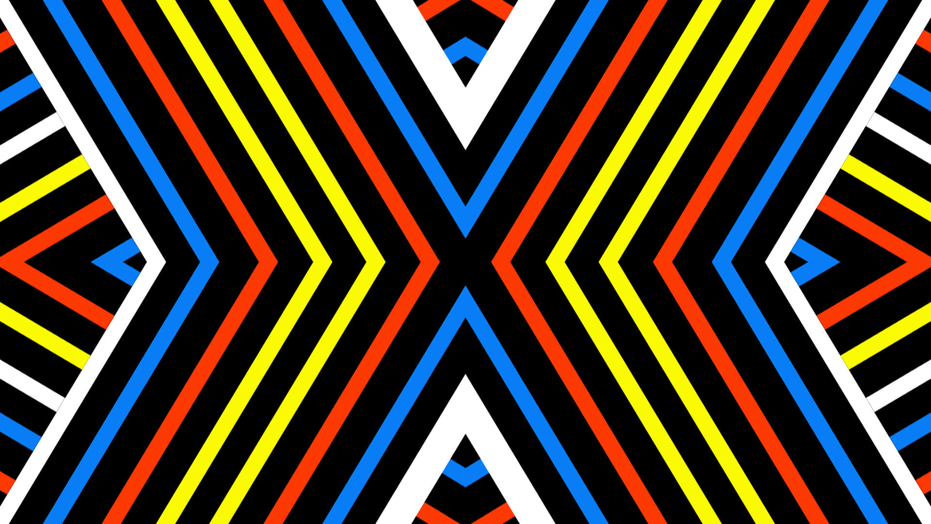 criss cross diagonal lines, bold yellow blue and red chevrons, black background, Full HD Desktop Wallpaper