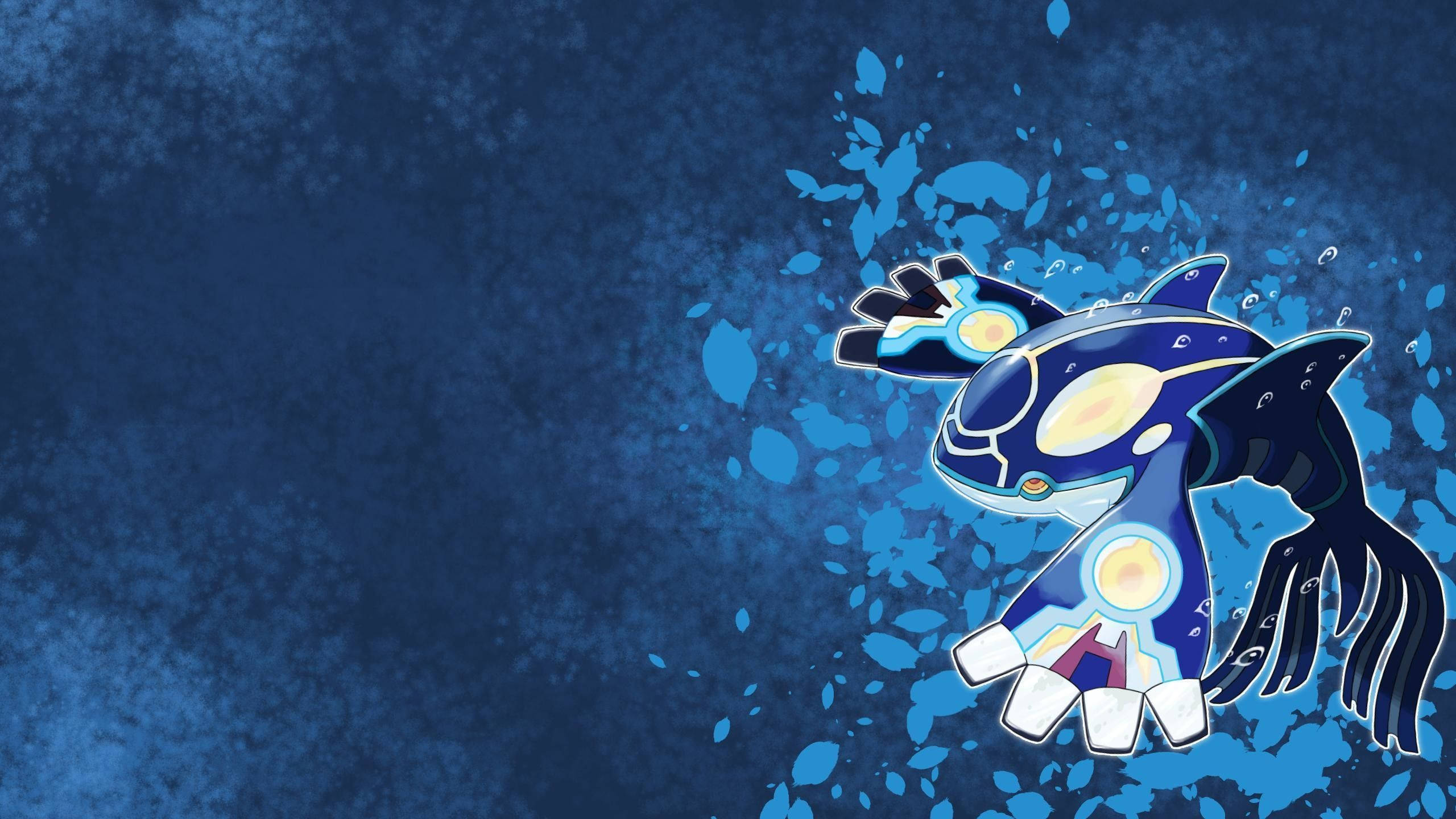 Dialga, blue and white, glowing yellow eyes, 2K Desktop Wallpaper
