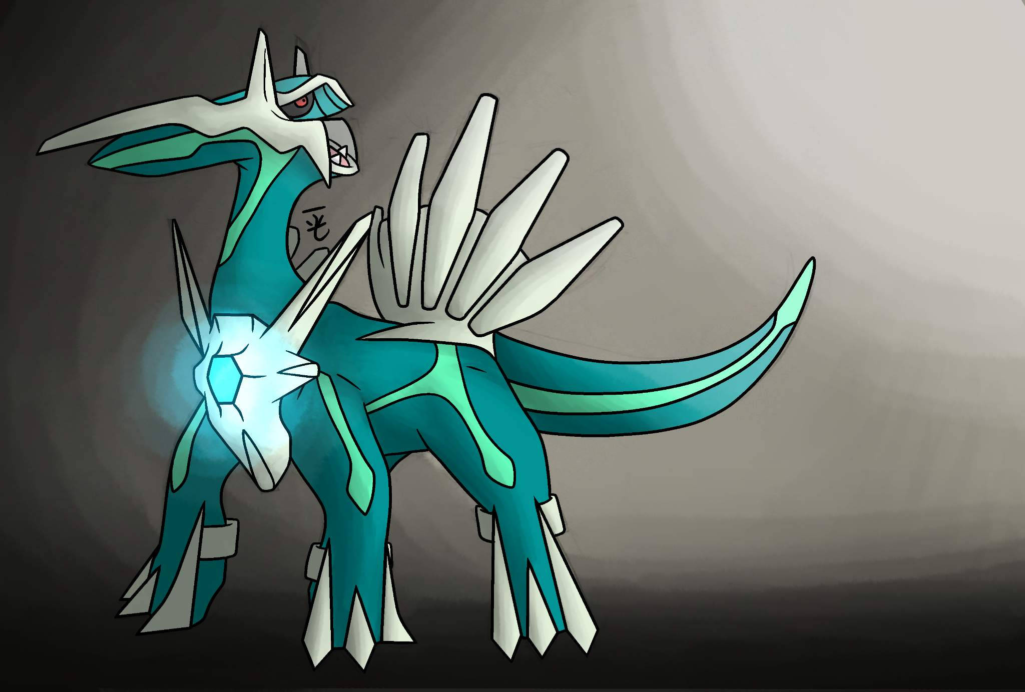 Dialga, blue and white, glowing, Full HD Desktop Wallpaper